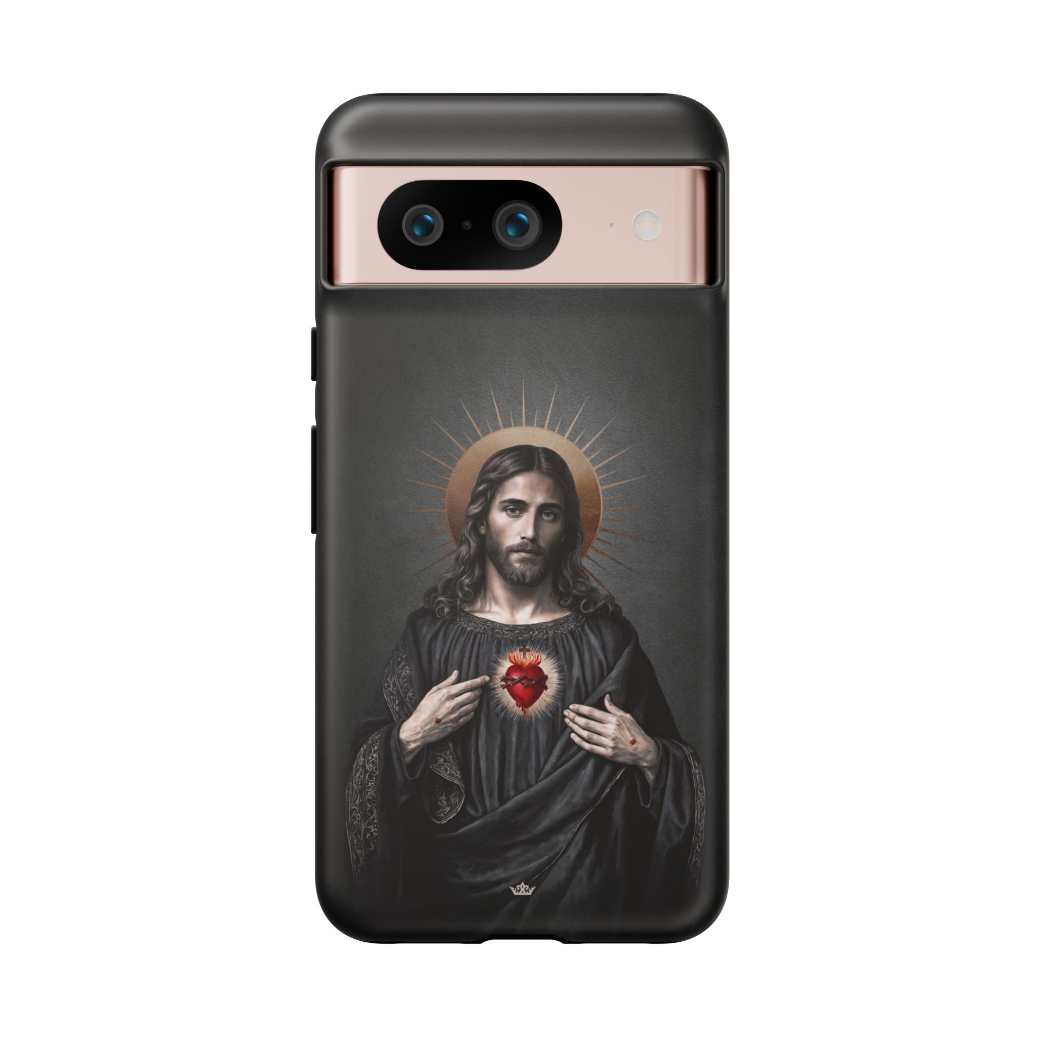 Sacred Heart of Jesus Hard Phone Case (Vintage Black) - Venxara