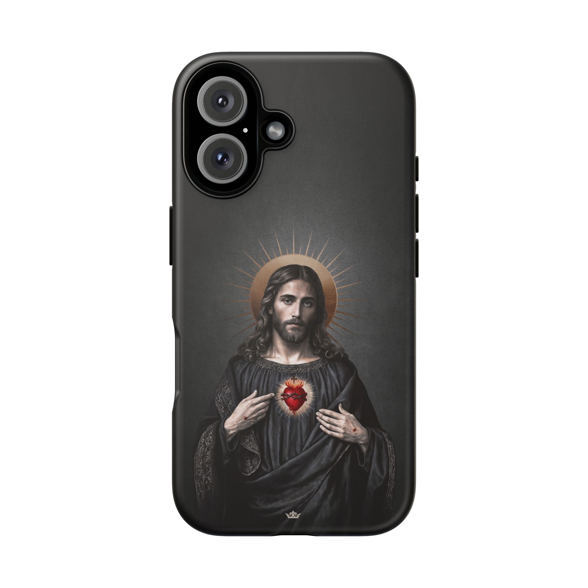 Sacred Heart of Jesus Hard Phone Case (Vintage Black) - Venxara