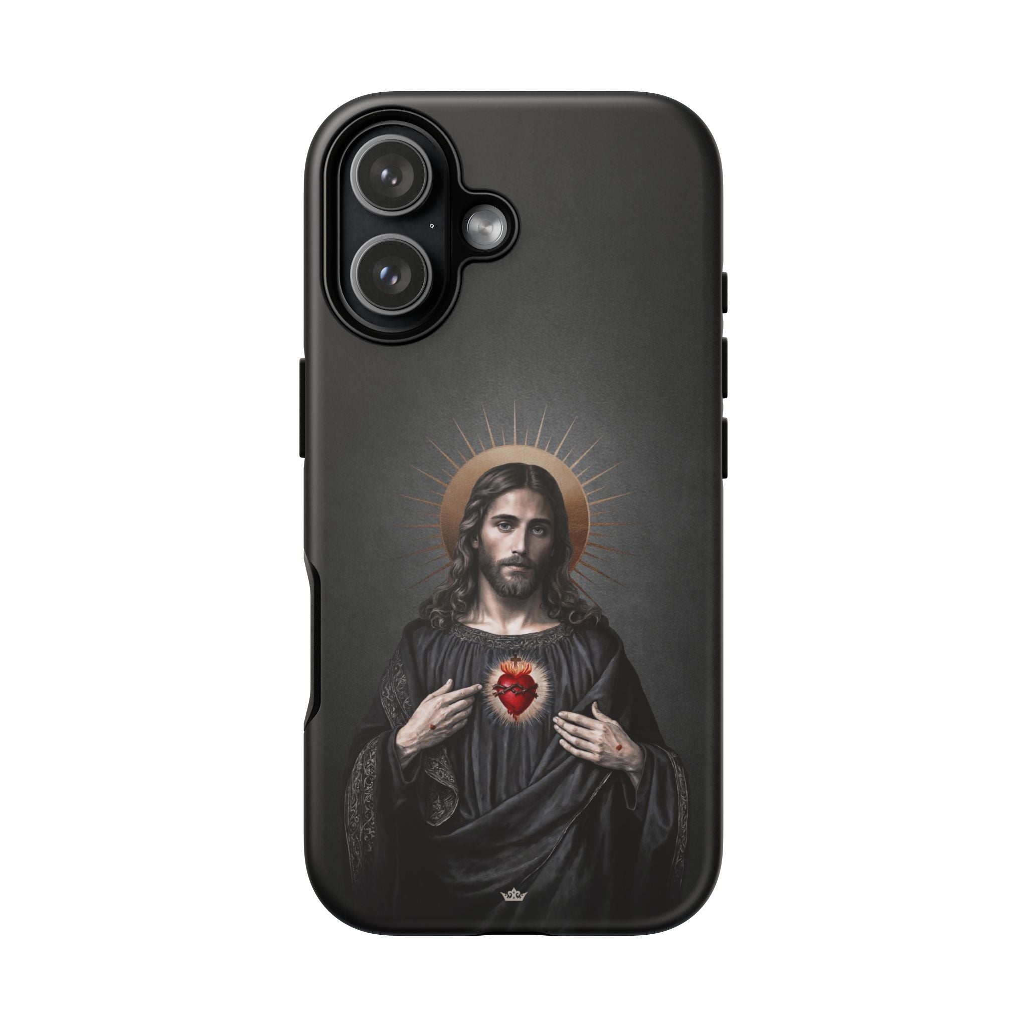 Sacred Heart of Jesus Hard Phone Case (Vintage Black) - Venxara