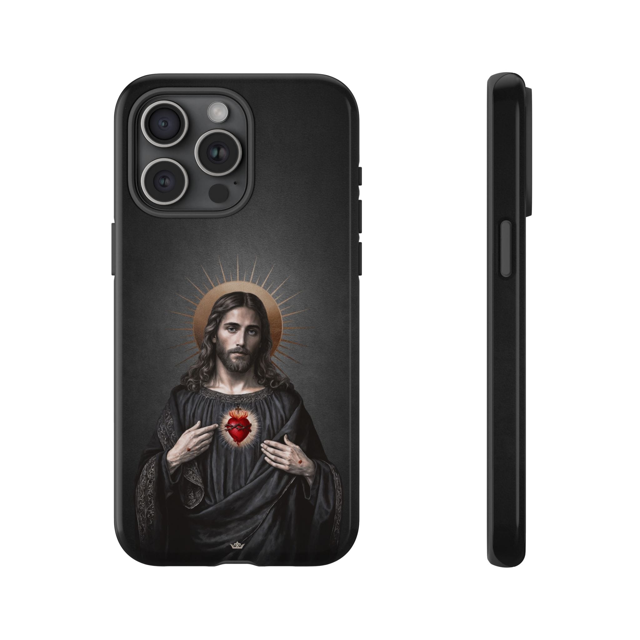 Sacred Heart of Jesus Hard Phone Case (Vintage Black) Copyright VENXARA