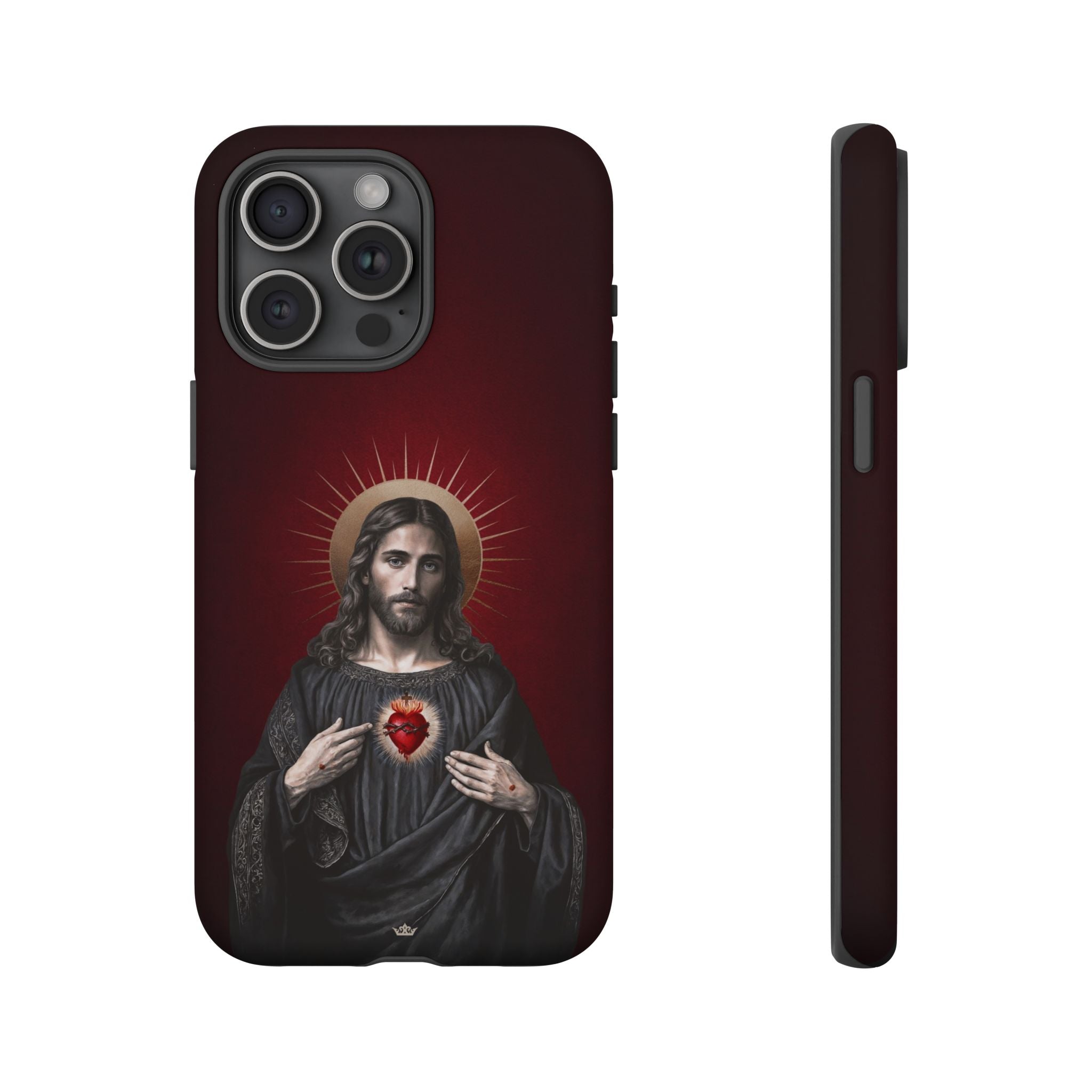 Sacred Heart of Jesus Hard Phone Case (Vintage Garnet) - VENXARA®