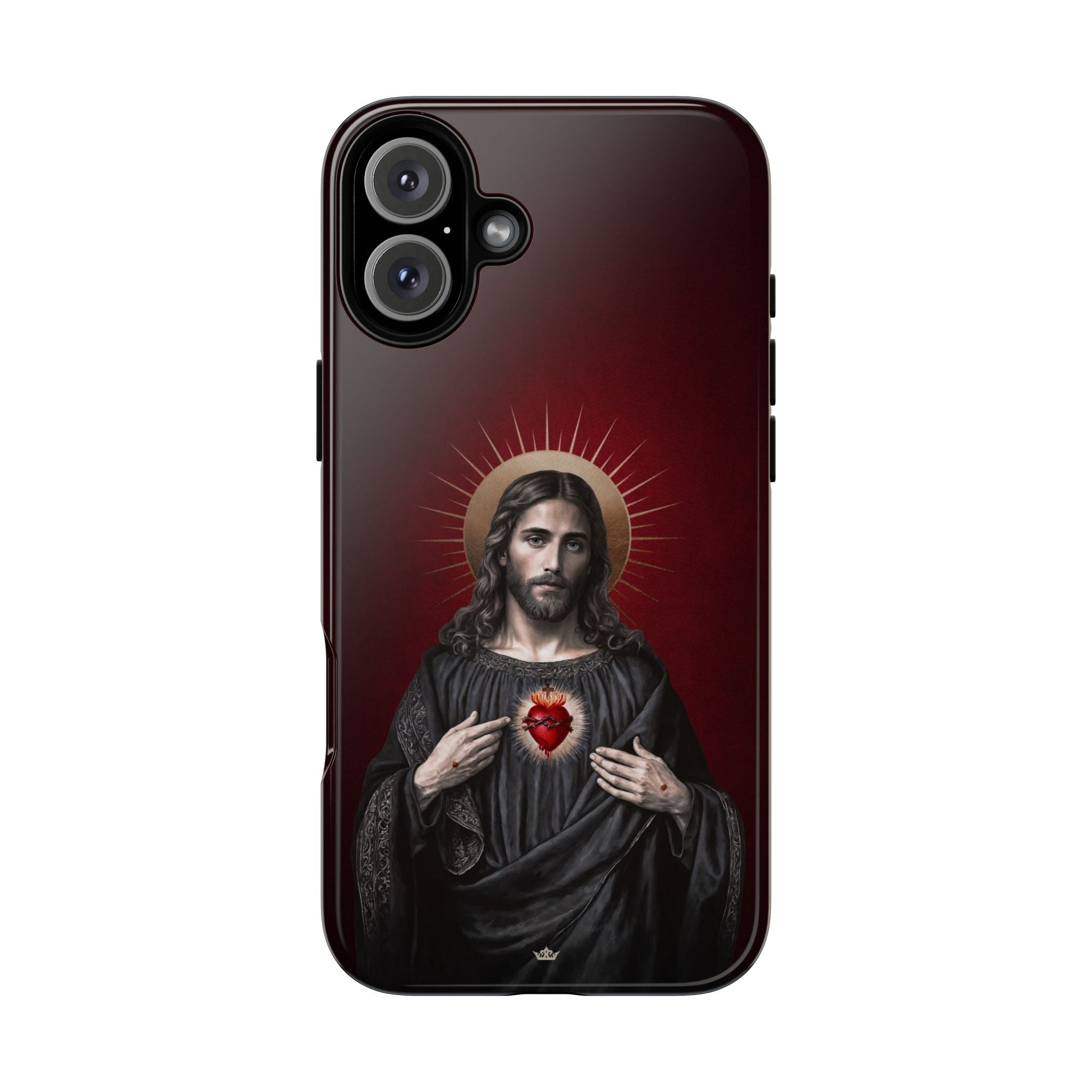 Sacred Heart of Jesus Hard Phone Case (Vintage Garnet) - Venxara