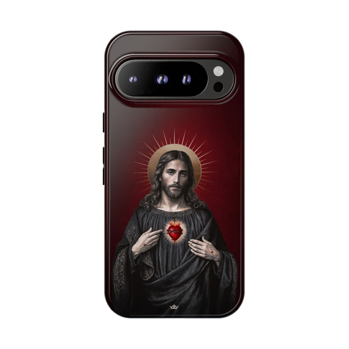 Sacred Heart of Jesus Hard Phone Case (Vintage Garnet) Copyright VENXARA