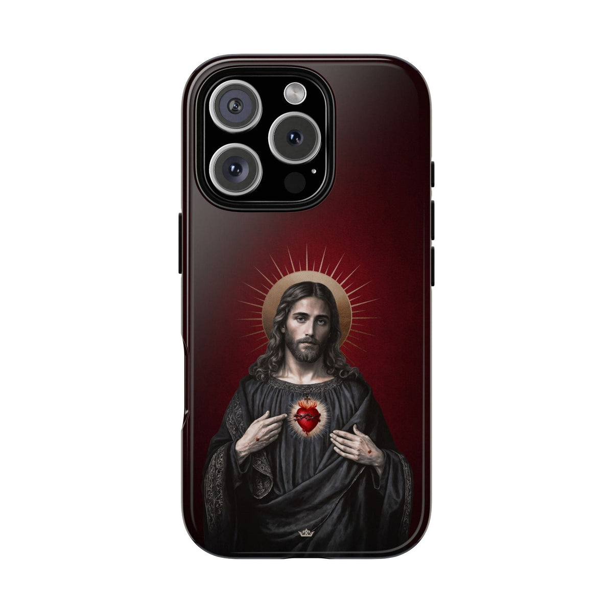 Sacred Heart of Jesus Hard Phone Case (Vintage Garnet) Copyright VENXARA