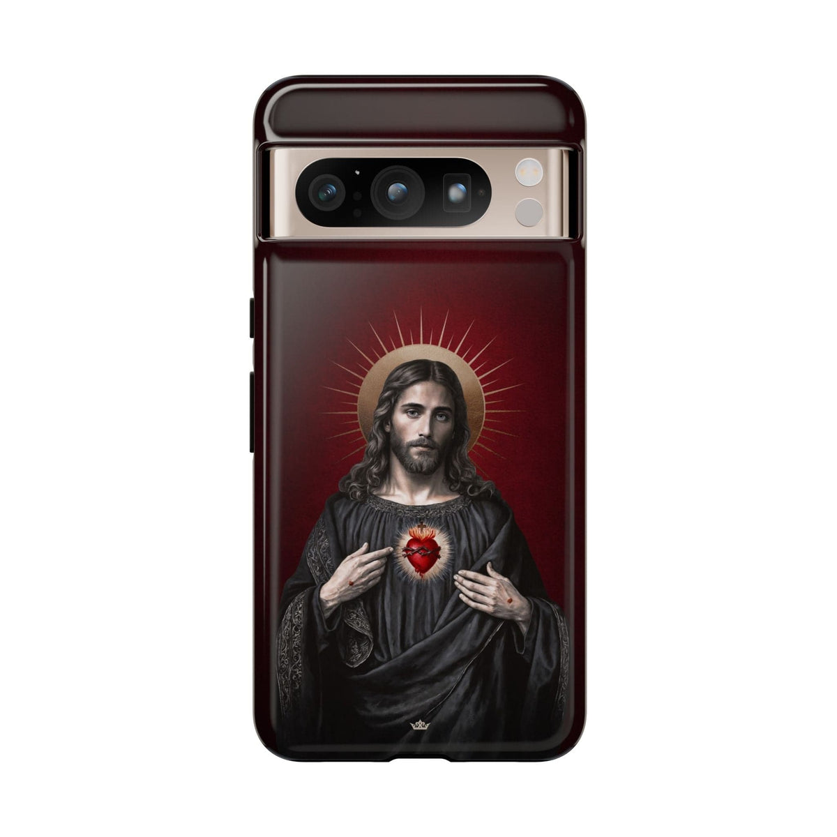 Sacred Heart of Jesus Hard Phone Case (Vintage Garnet) Copyright VENXARA