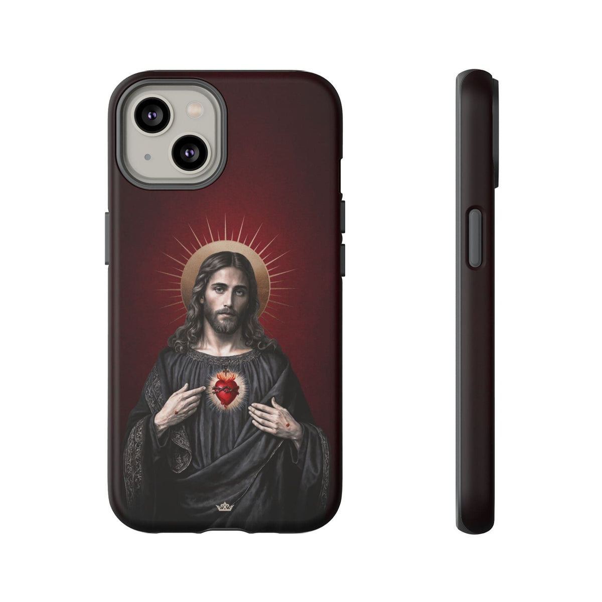 Sacred Heart of Jesus Hard Phone Case (Vintage Garnet) Copyright VENXARA
