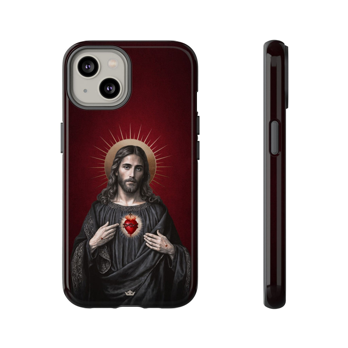 Sacred Heart of Jesus Hard Phone Case (Vintage Garnet) Copyright VENXARA