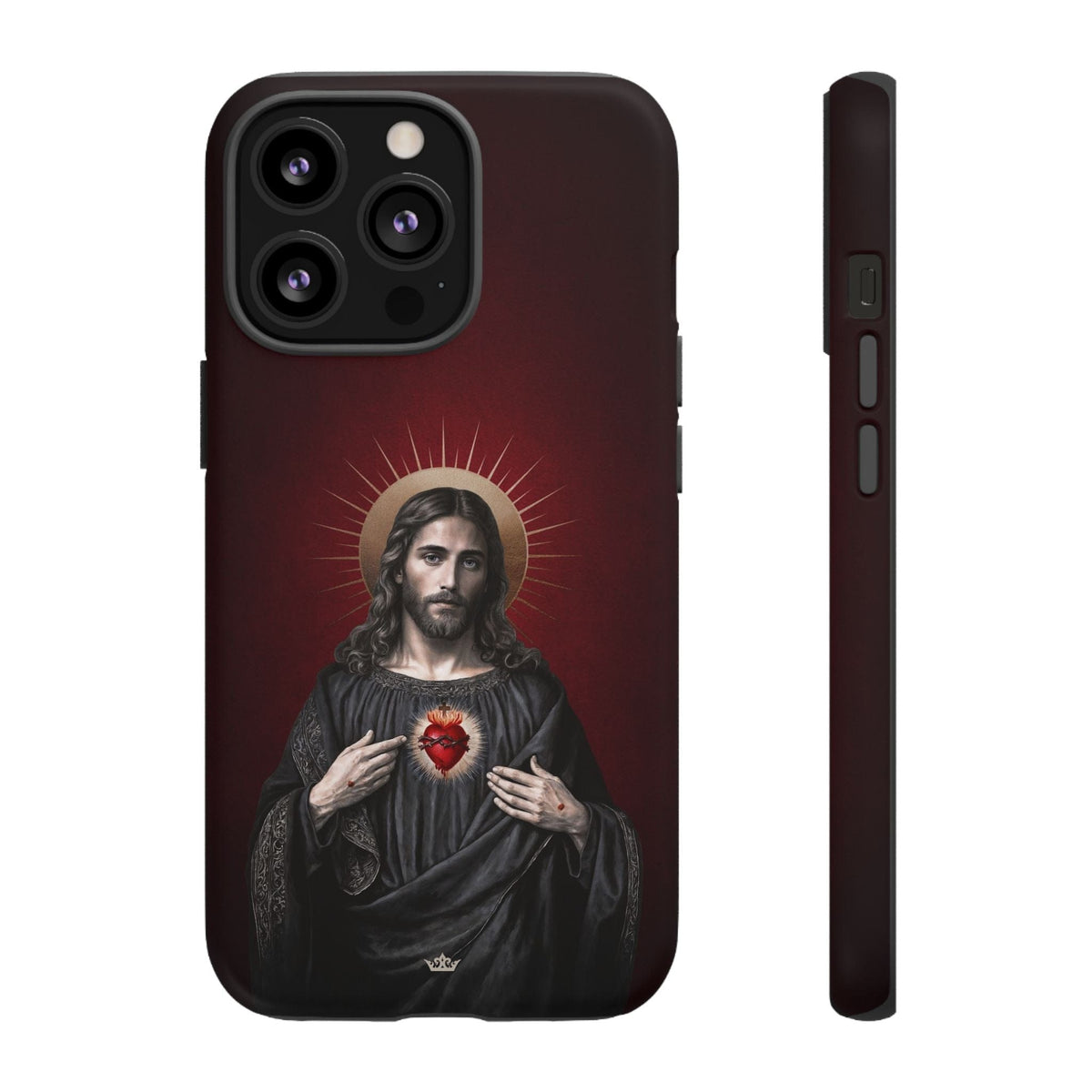 Sacred Heart of Jesus Hard Phone Case (Vintage Garnet) Copyright VENXARA