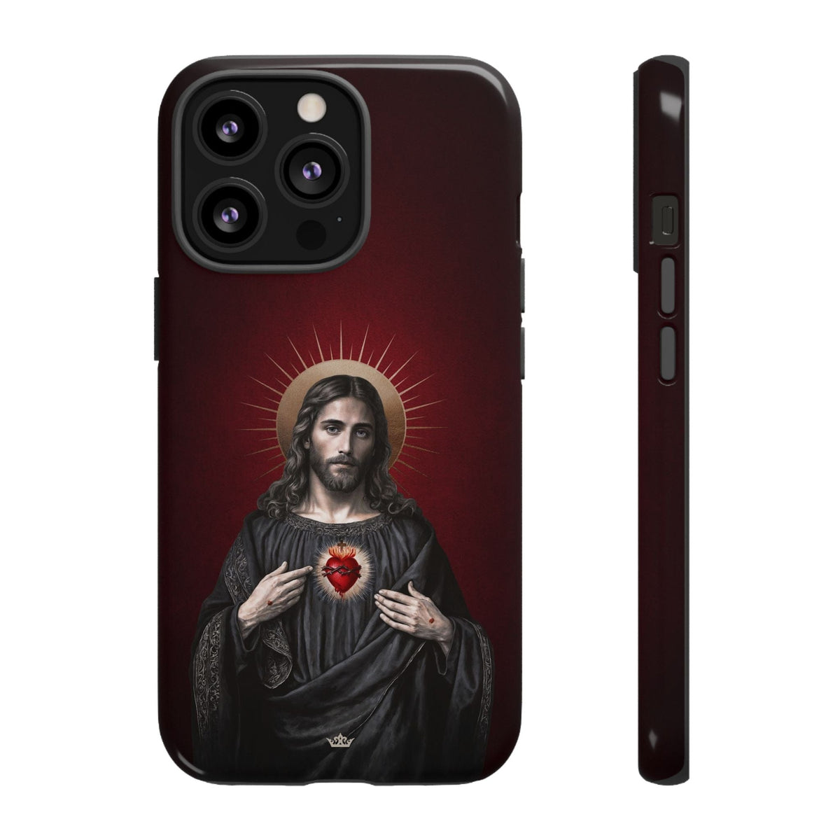 Sacred Heart of Jesus Hard Phone Case (Vintage Garnet) Copyright VENXARA