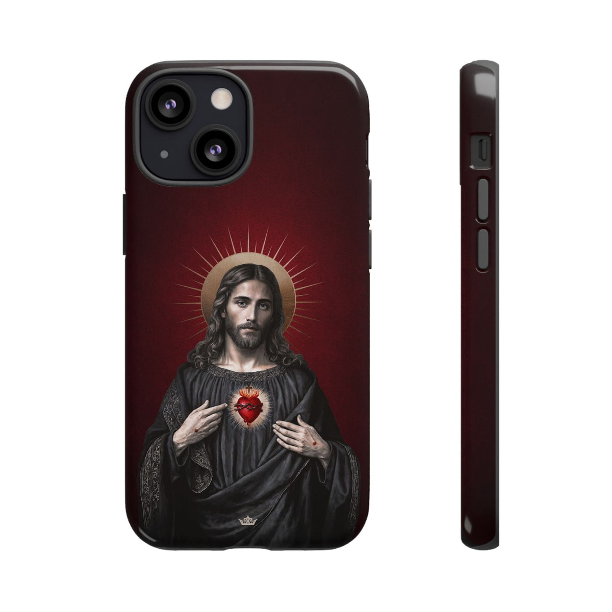 Sacred Heart of Jesus Hard Phone Case (Vintage Garnet) Copyright VENXARA