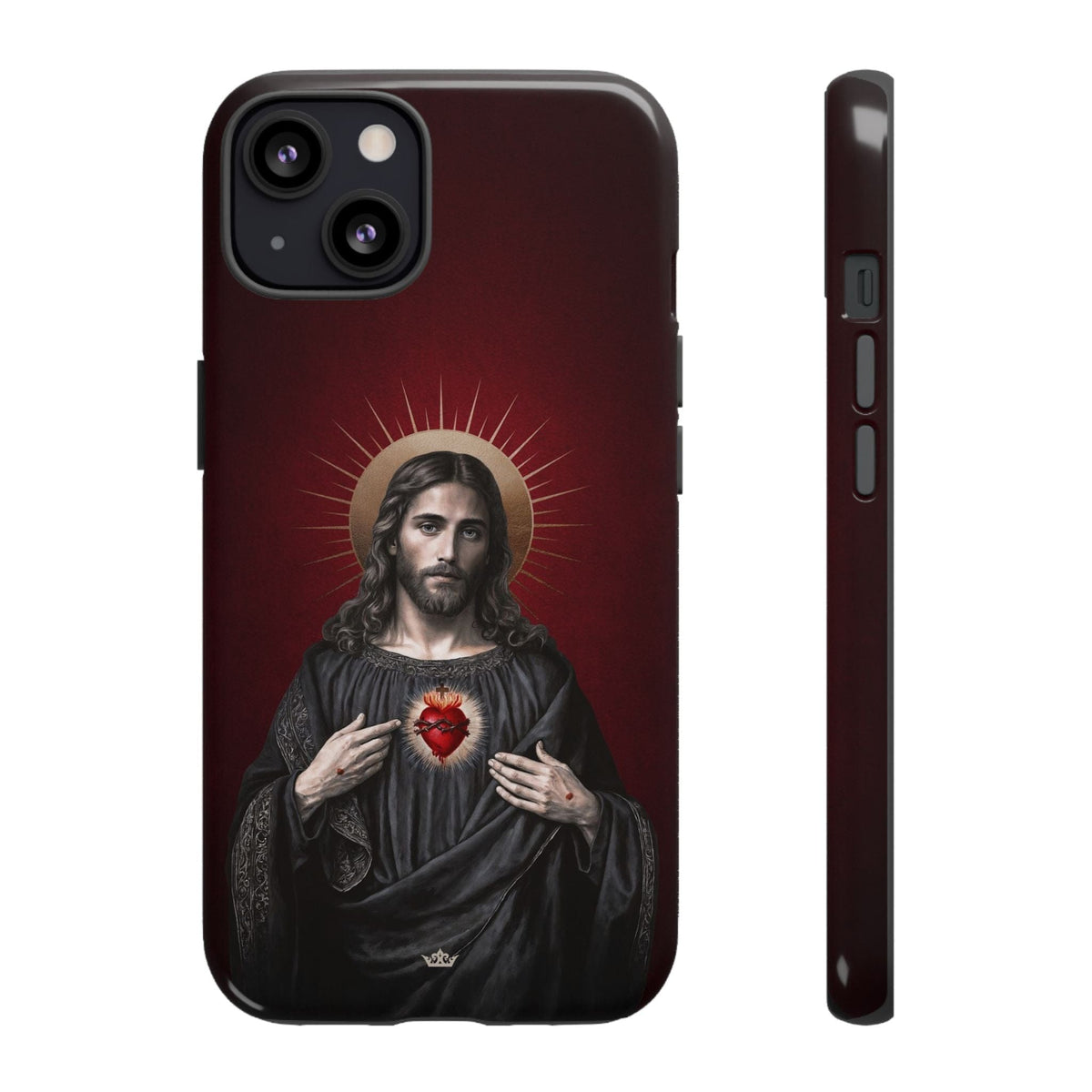 Sacred Heart of Jesus Hard Phone Case (Vintage Garnet) Copyright VENXARA