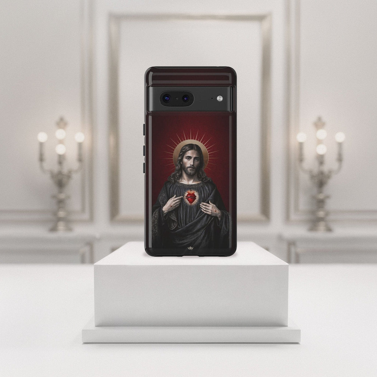 Sacred Heart of Jesus Hard Phone Case (Vintage Garnet) Copyright VENXARA