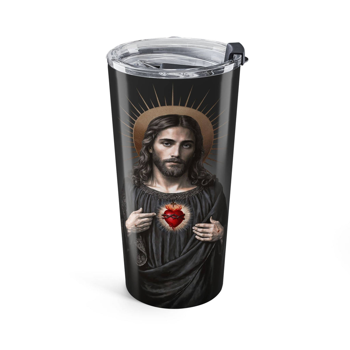 Sacred Heart of Jesus Lord's Prayer Tumbler (Ash 20 oz) Copyright VENXARA