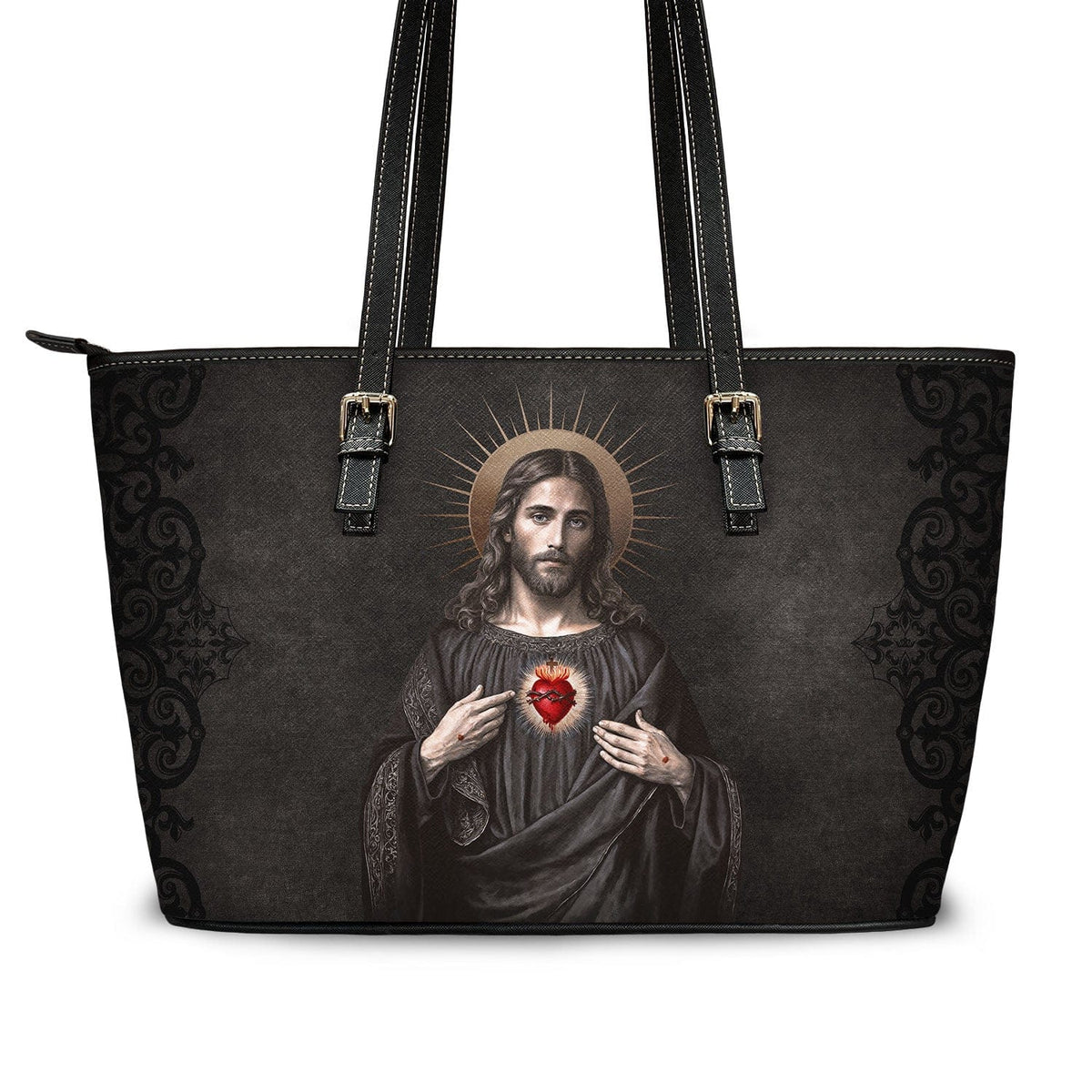 Sacred Heart of Jesus Tote Bag (Vintage Black) Copyright VENXARA