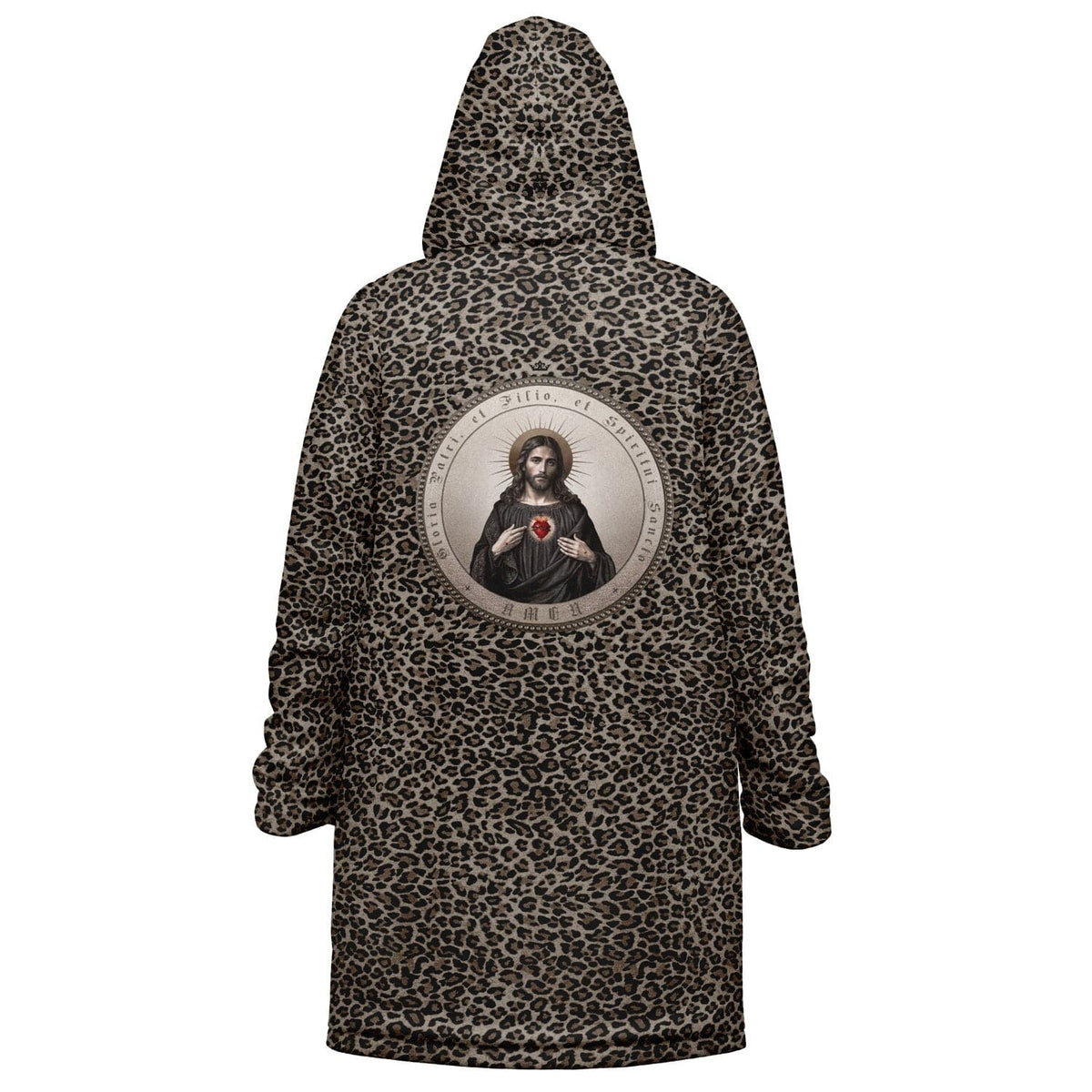 Sacred Heart of Jesus Zipper Microfleece Cloak (Bold Leopard) Copyright VENXARA