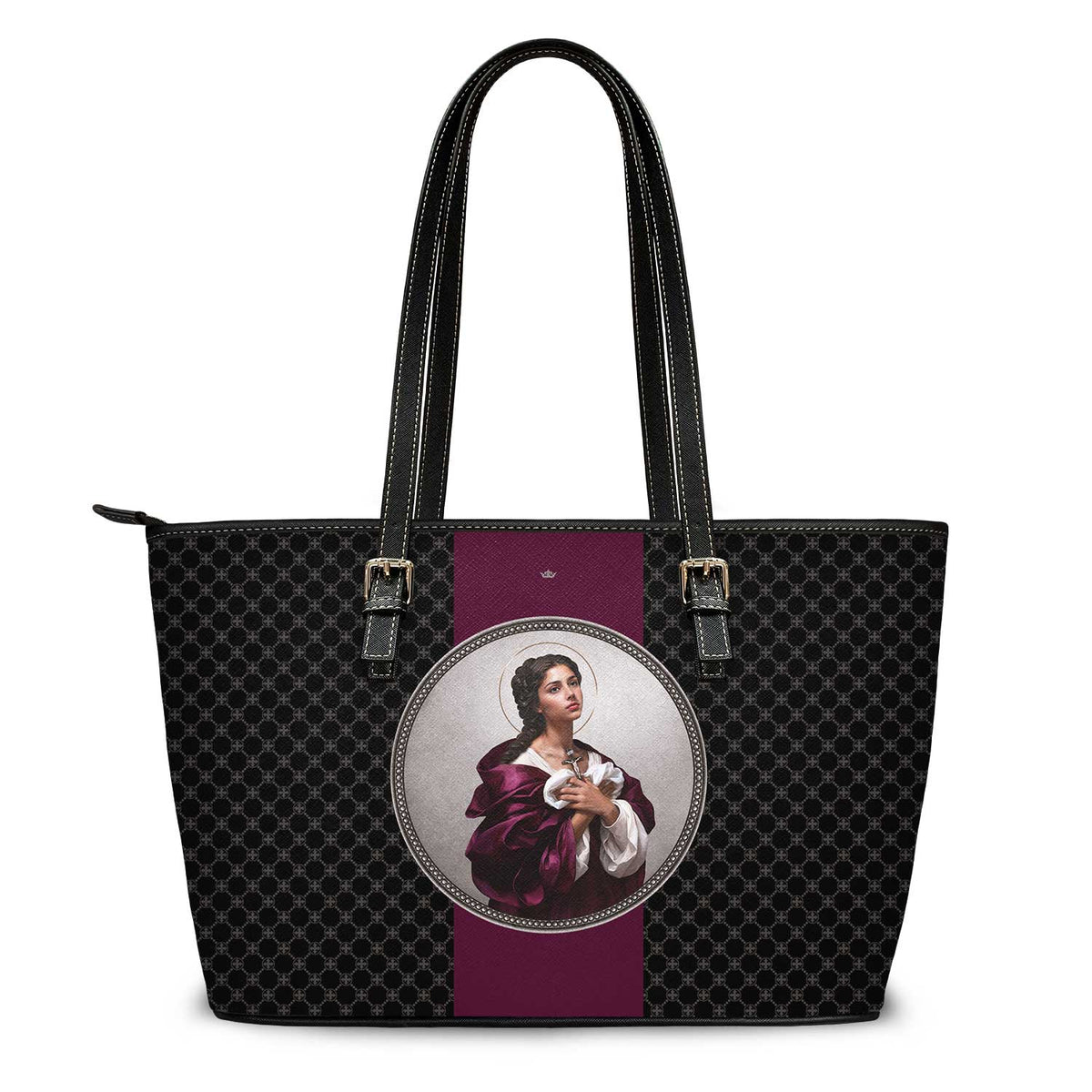 St. Agatha Medallion Tote Bag (Black) Copyright VENXARA