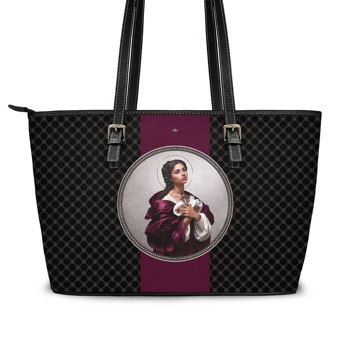 St. Agatha Medallion Tote Bag (Black) Copyright VENXARA