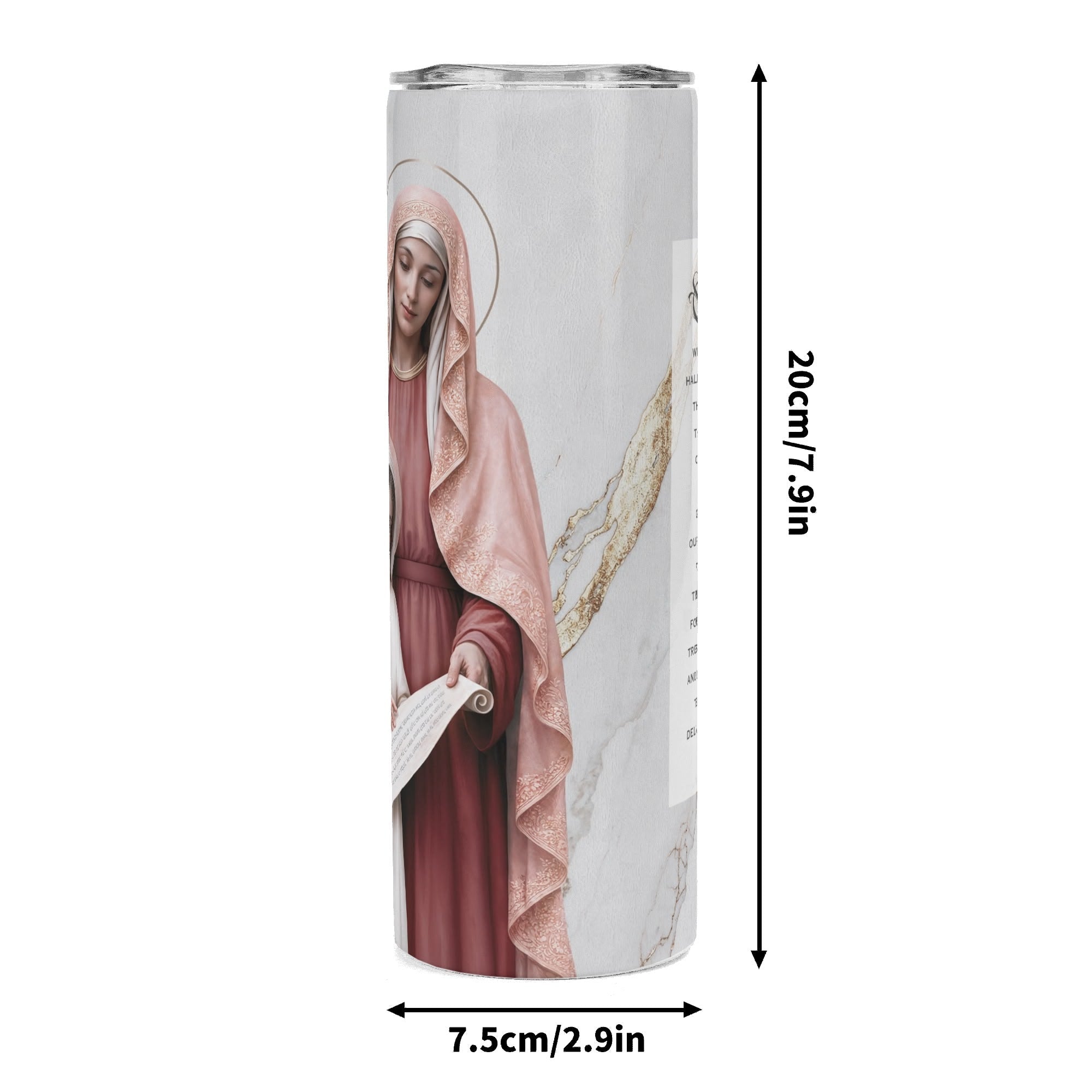 St. Anne Lord's Prayer Skinny Tumbler (Blanc Marble 20 oz) - Venxara