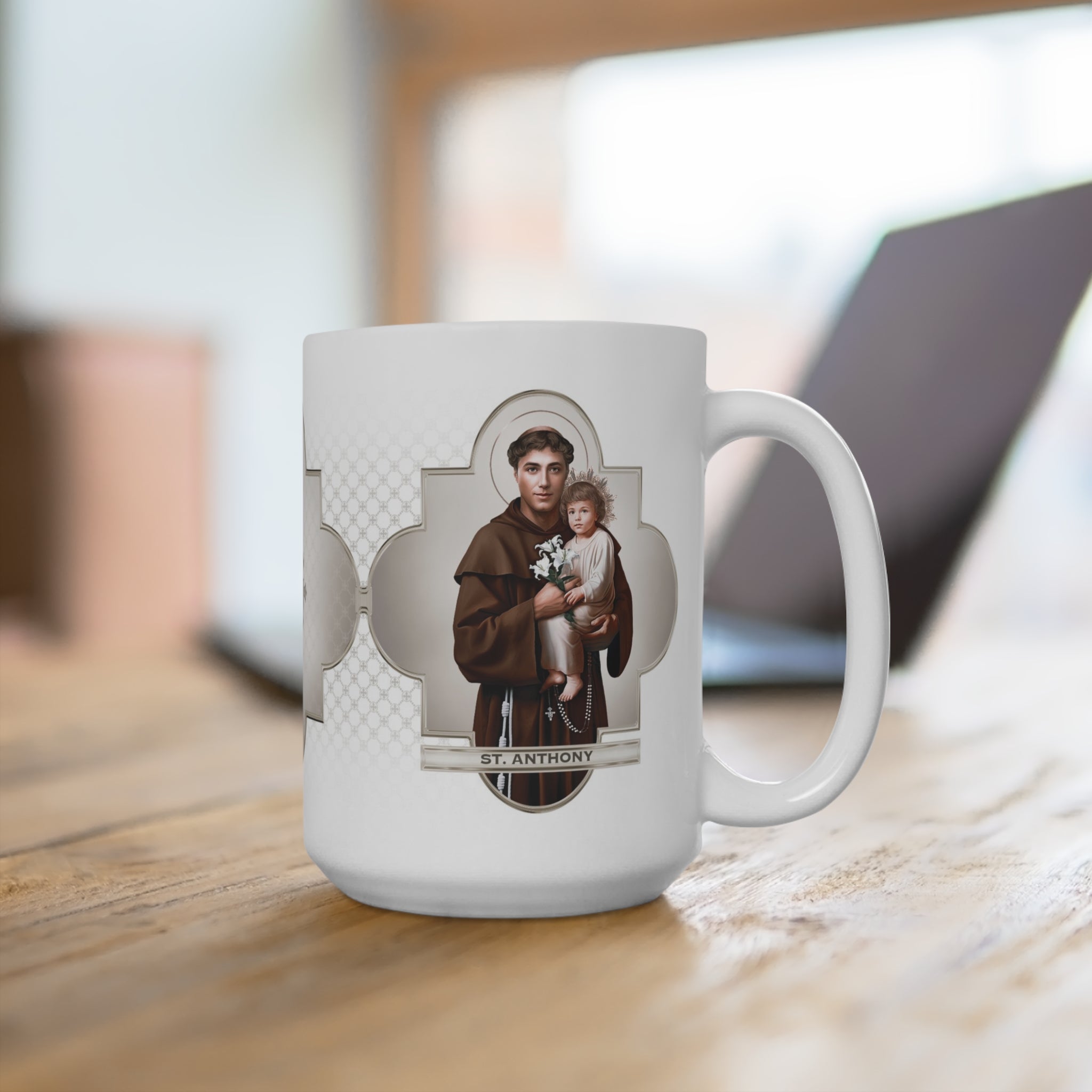 St. Anthony of Padua Ceramic Mug (White 15 oz) - VENXARA®