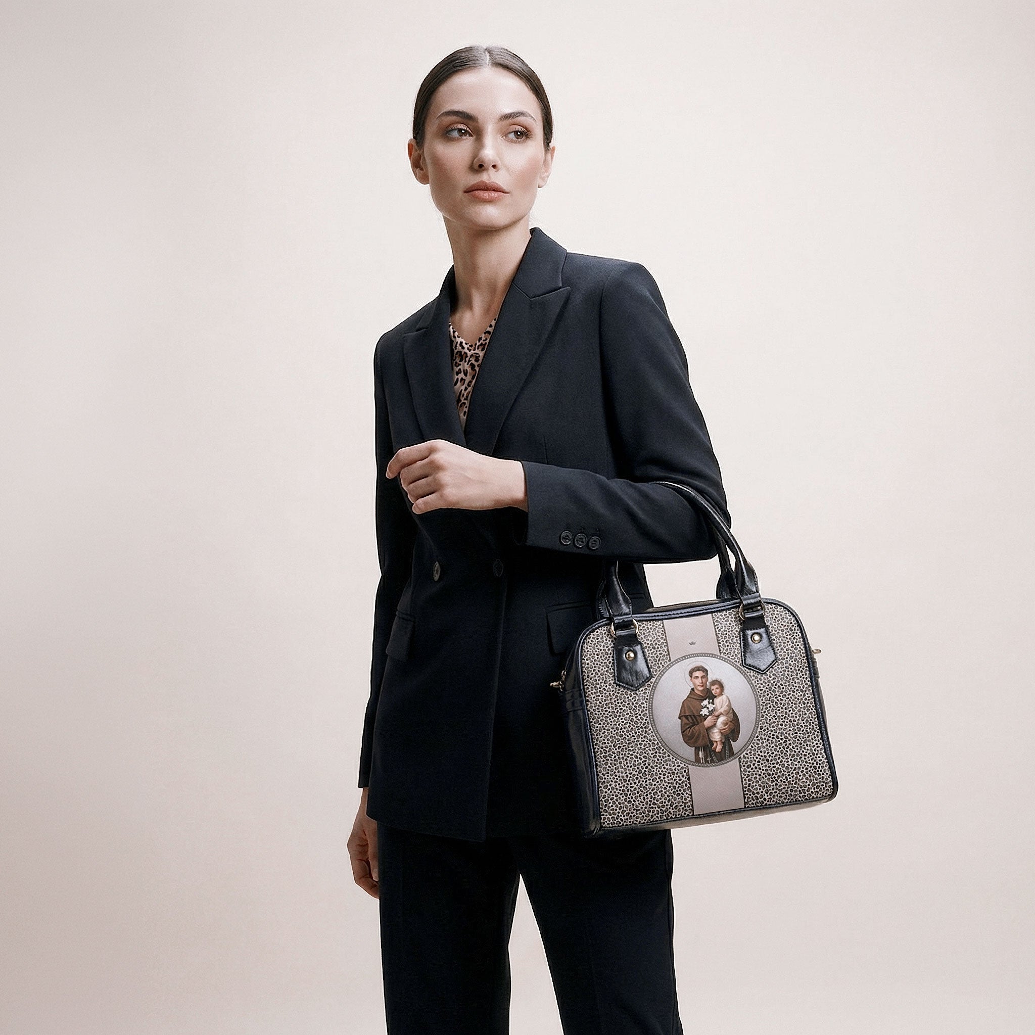 St. Anthony of Padua Medallion Handbag (Leopard) - VENXARA