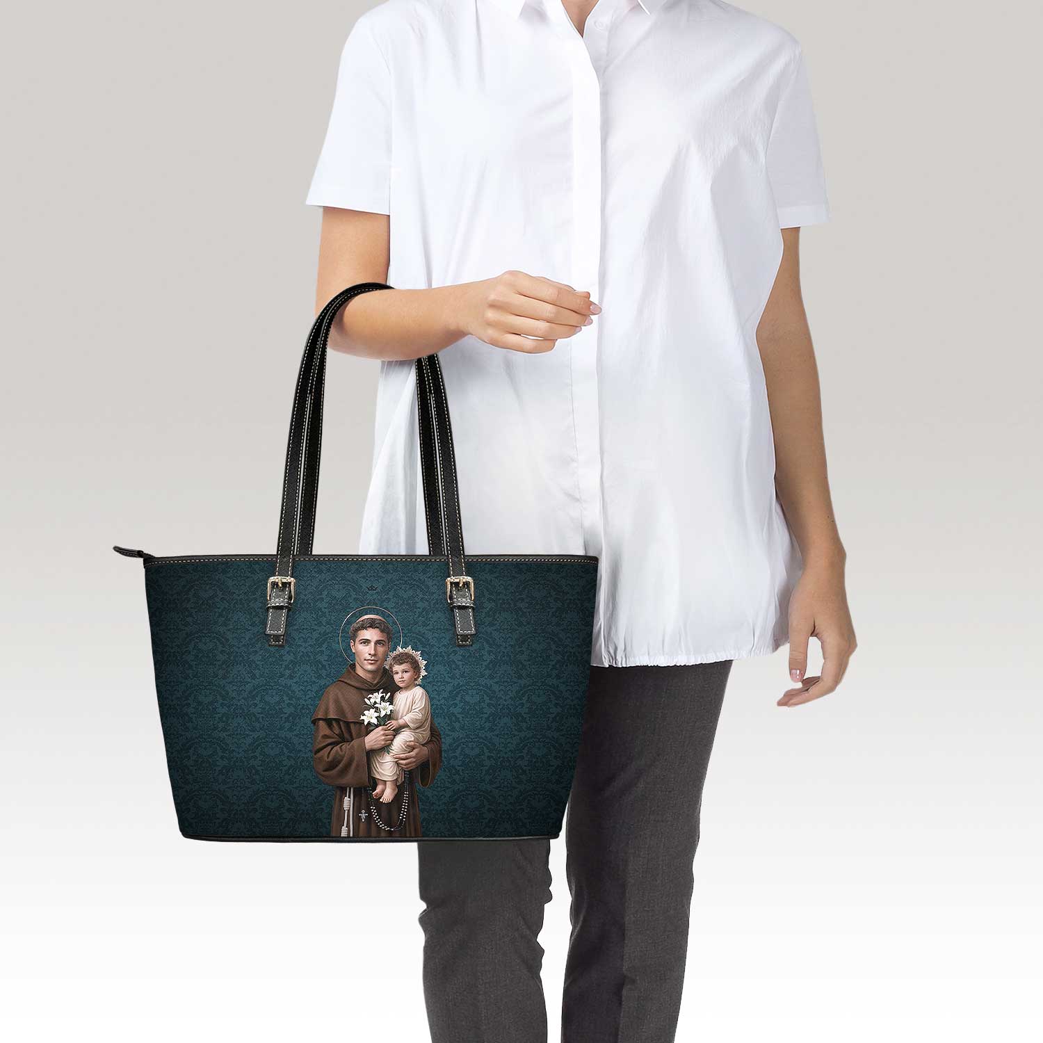St. Anthony of Padua Tote Bag (Celestial Blue) - Venxara