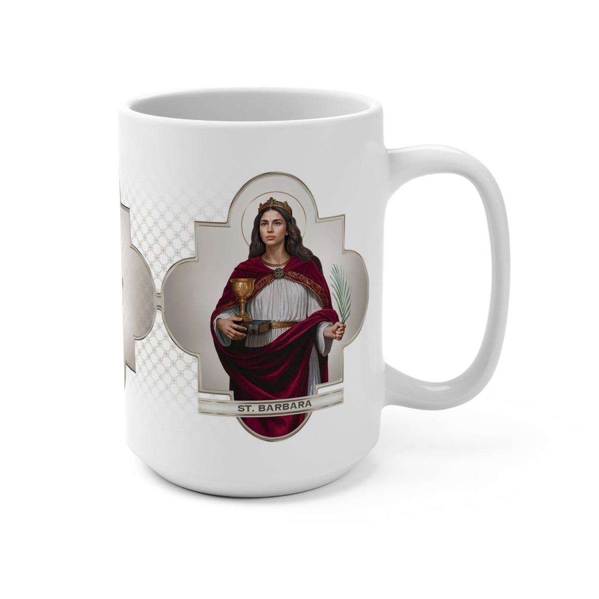 St. Barbara Ceramic Mug (White 15 oz) Copyright VENXARA