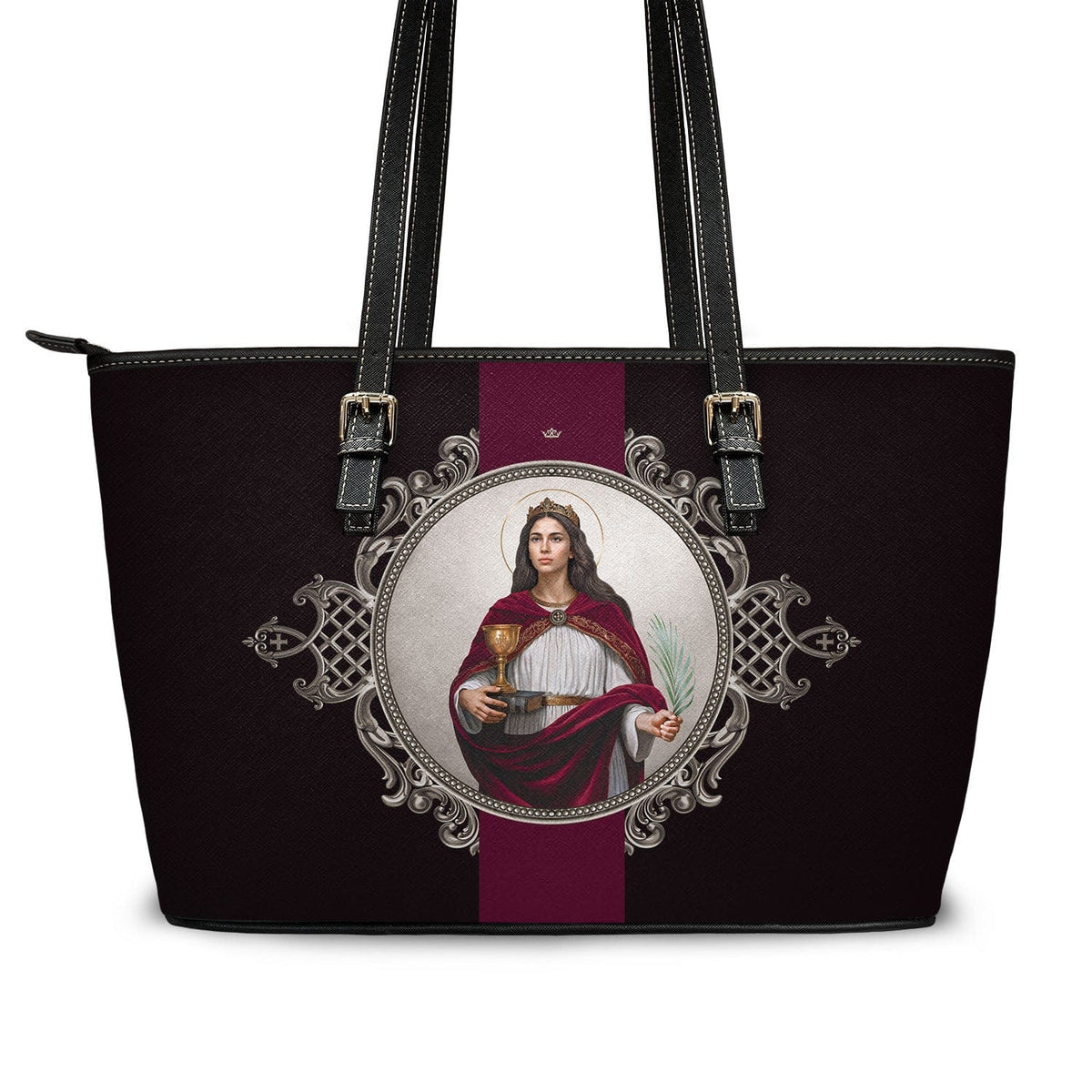 St. Barbara Medallion Tote Bag (Black) Copyright VENXARA