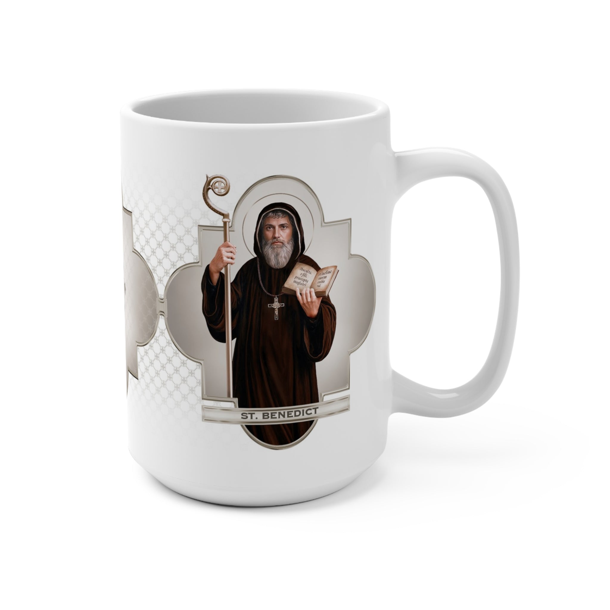 St. Benedict Ceramic Mug (White 15 oz) - VENXARA®
