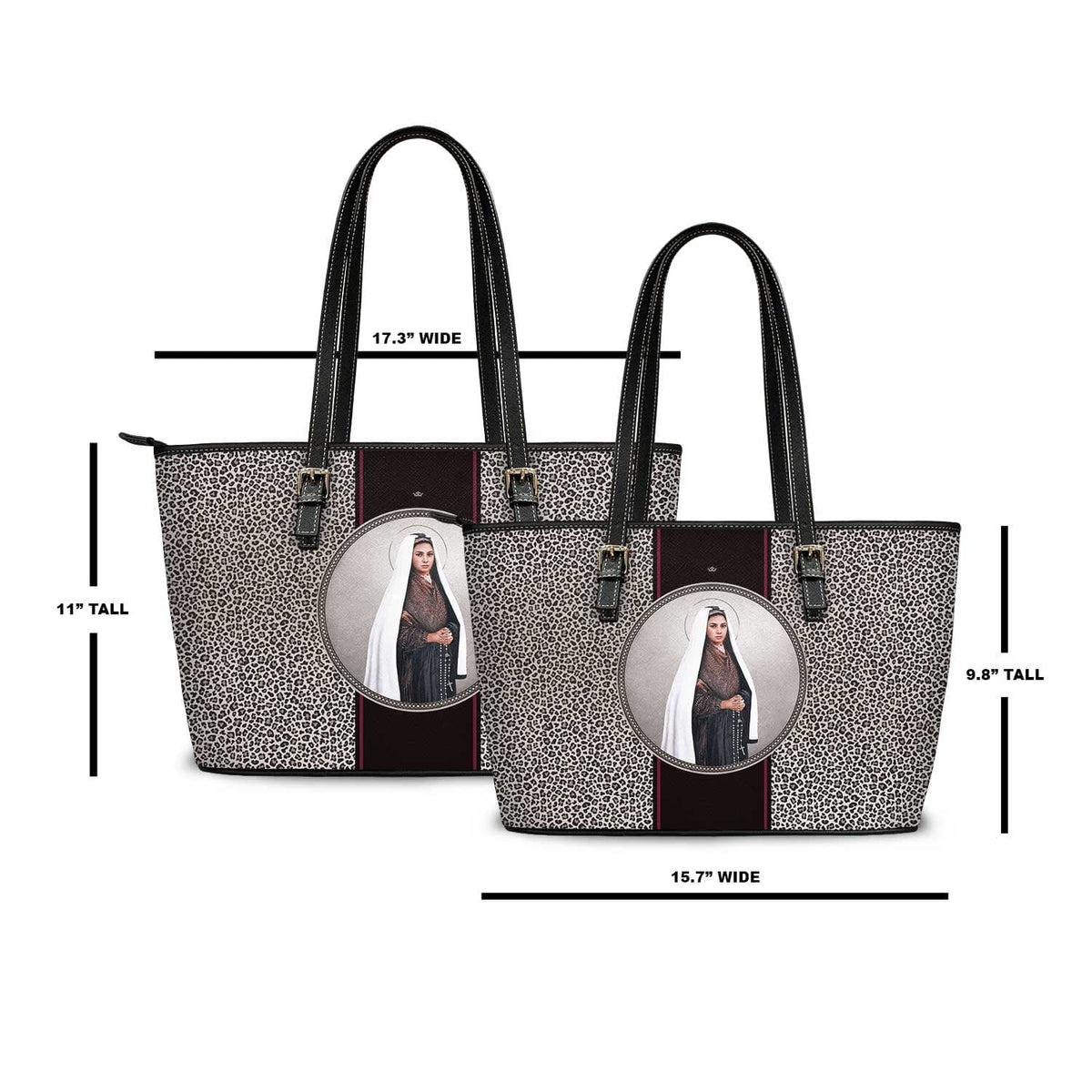 St. Bernadette Medallion Tote Bag (Leopard) Copyright VENXARA