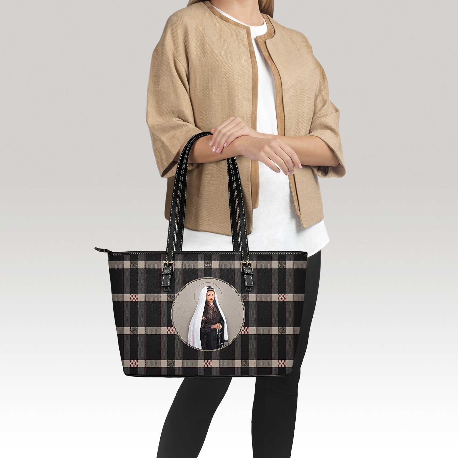 St. Bernadette Tote Bag (Plaid) - VENXARA®