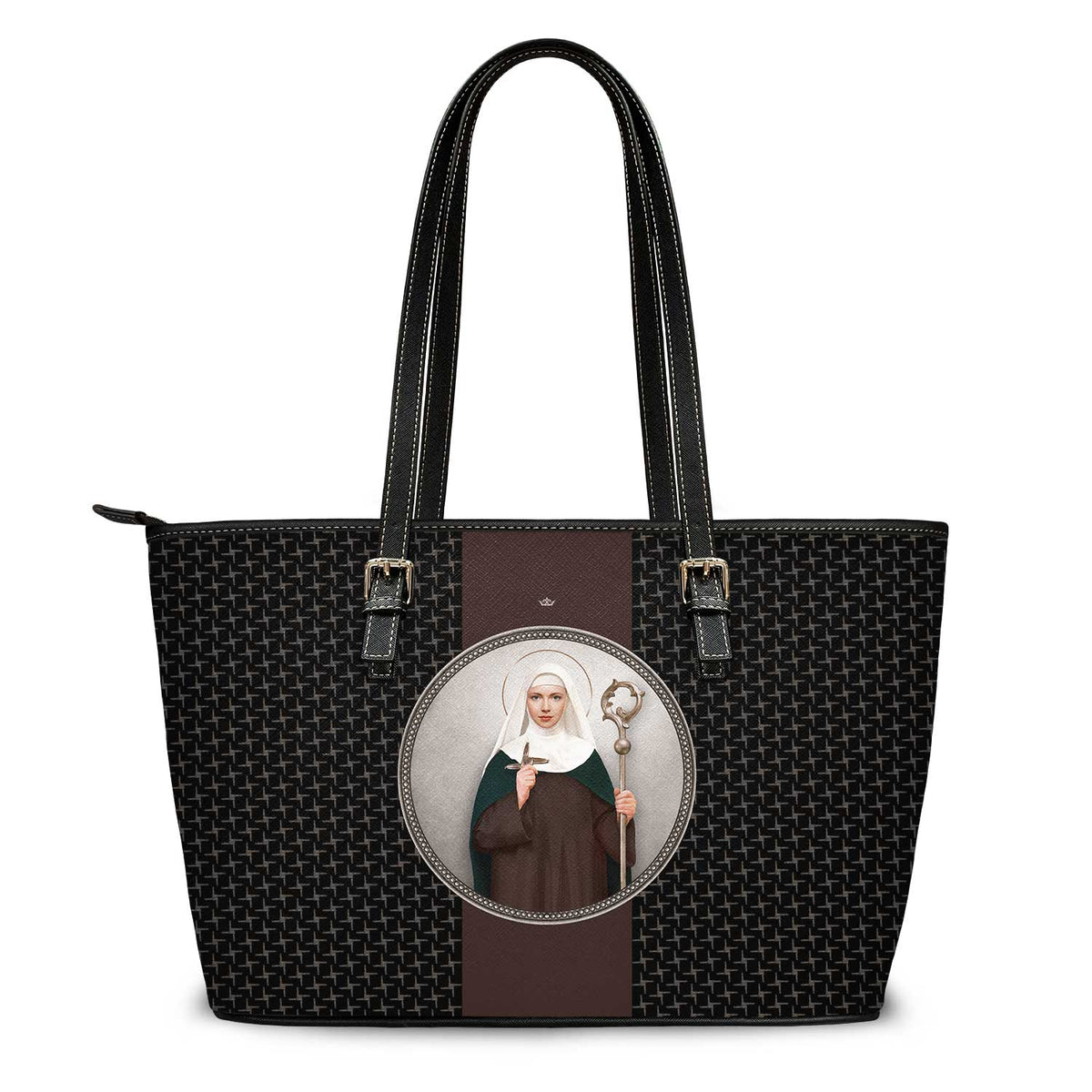 St. Brigid of Ireland Medallion Crosses Tote Bag (Black) Copyright VENXARA