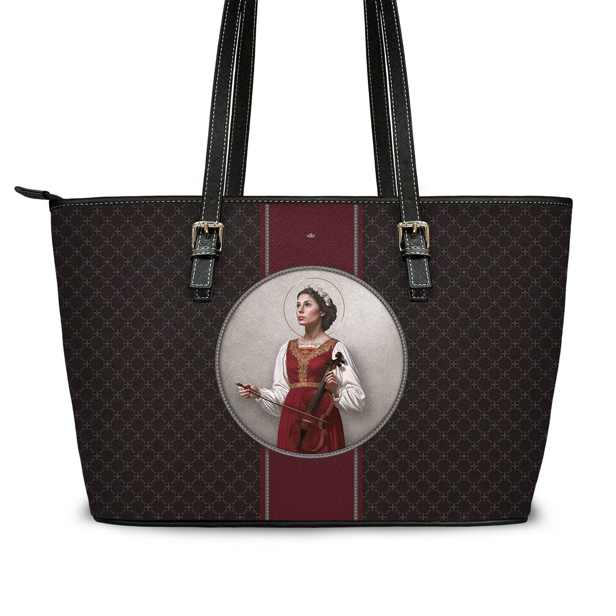St. Cecilia Medallion Tote Bag (Charcoal) Copyright VENXARA