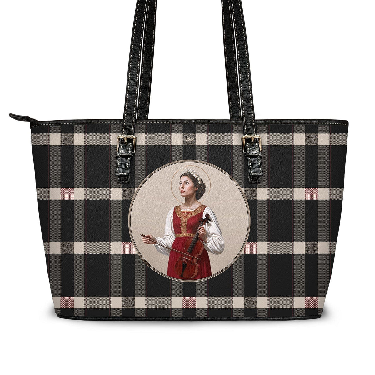 St. Cecilia Tote Bag (Plaid) Copyright VENXARA