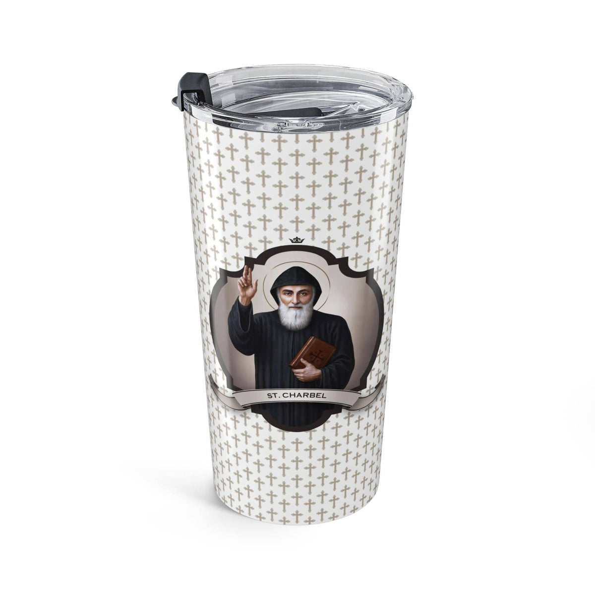 St. Charbel Tumbler (Crosses 20 oz) Copyright VENXARA