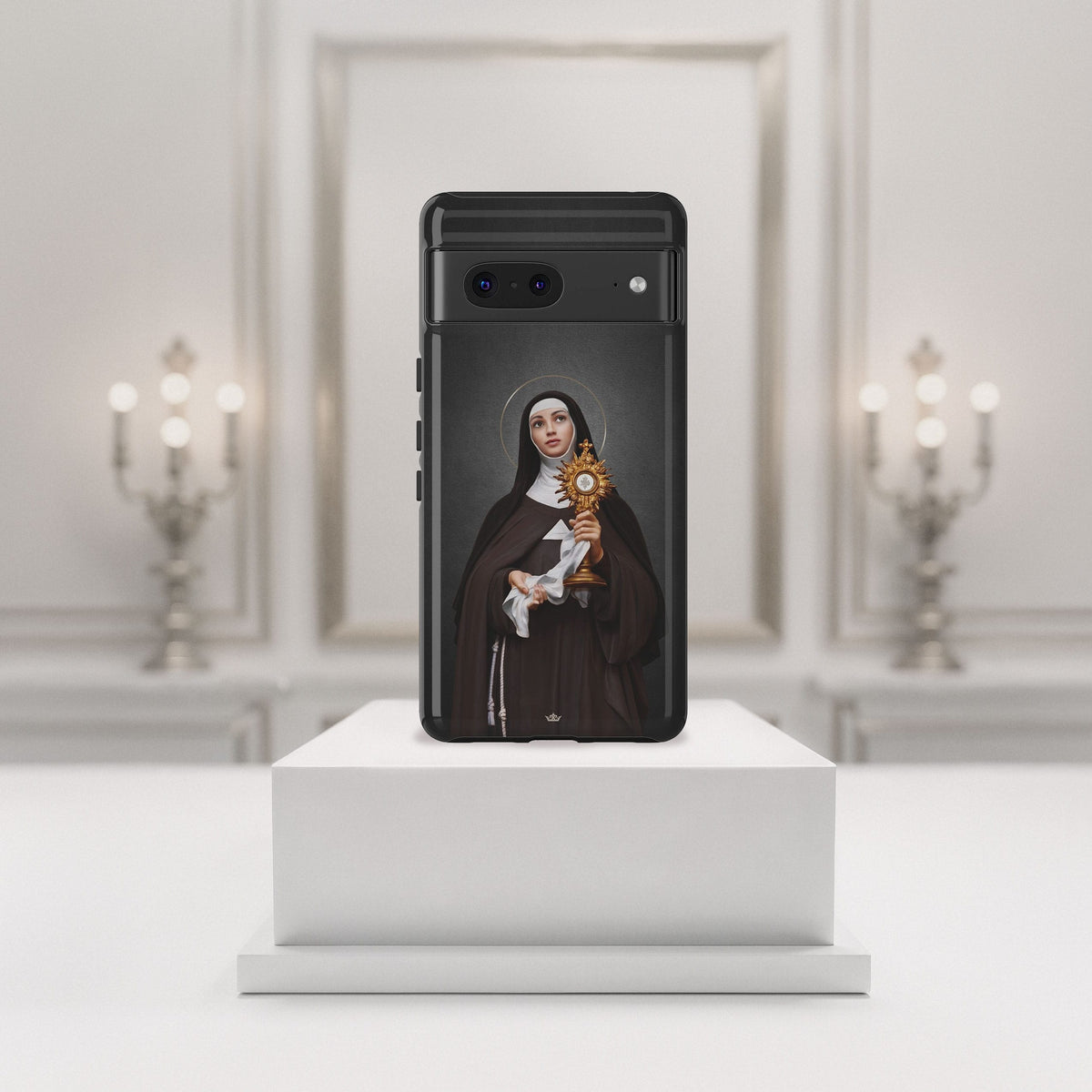 St. Clare of Assisi Hard Phone Case (Dark) Copyright VENXARA