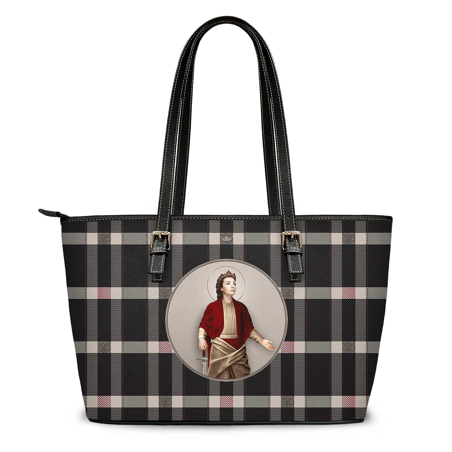 St. Dymphna Tote Bag (Plaid)