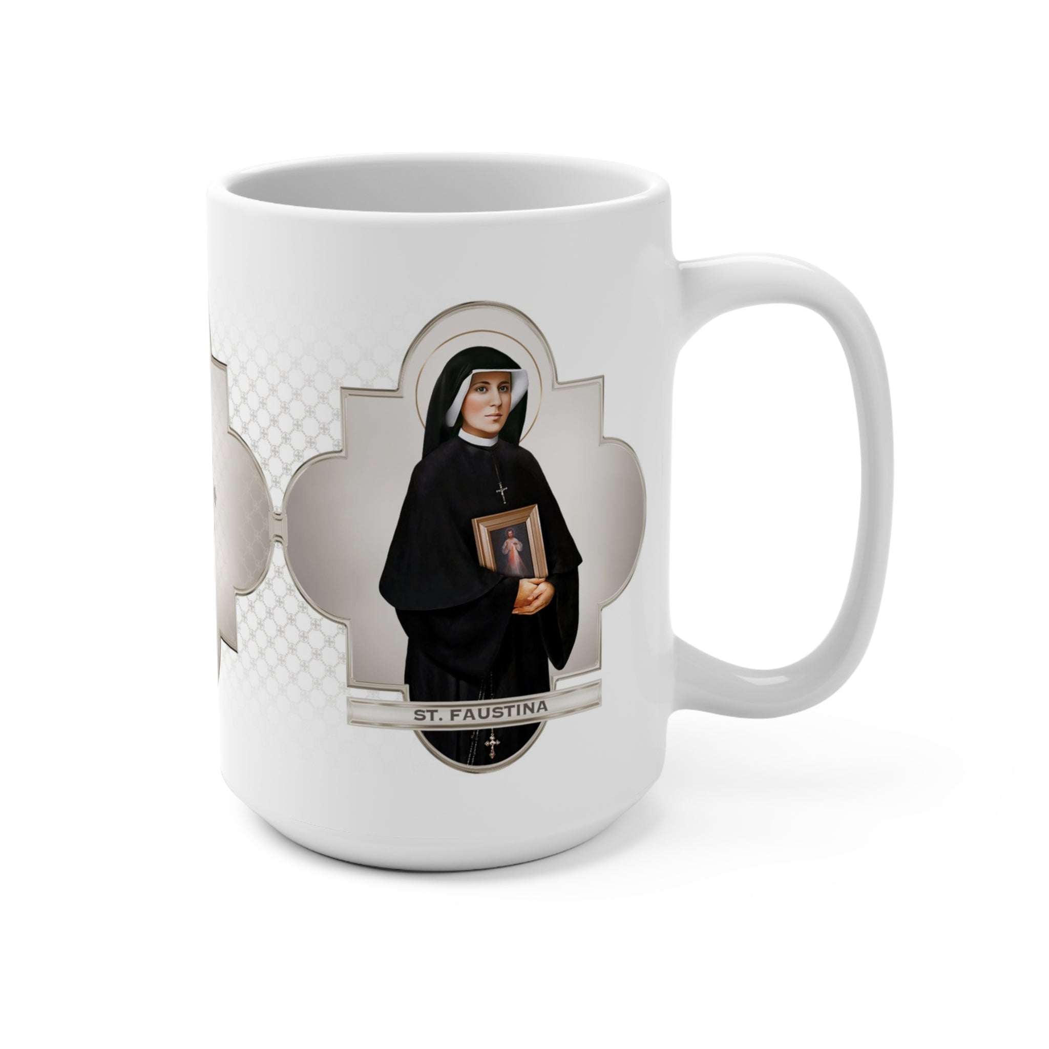 St. Faustina Ceramic Mug (White 15 oz) - VENXARA®