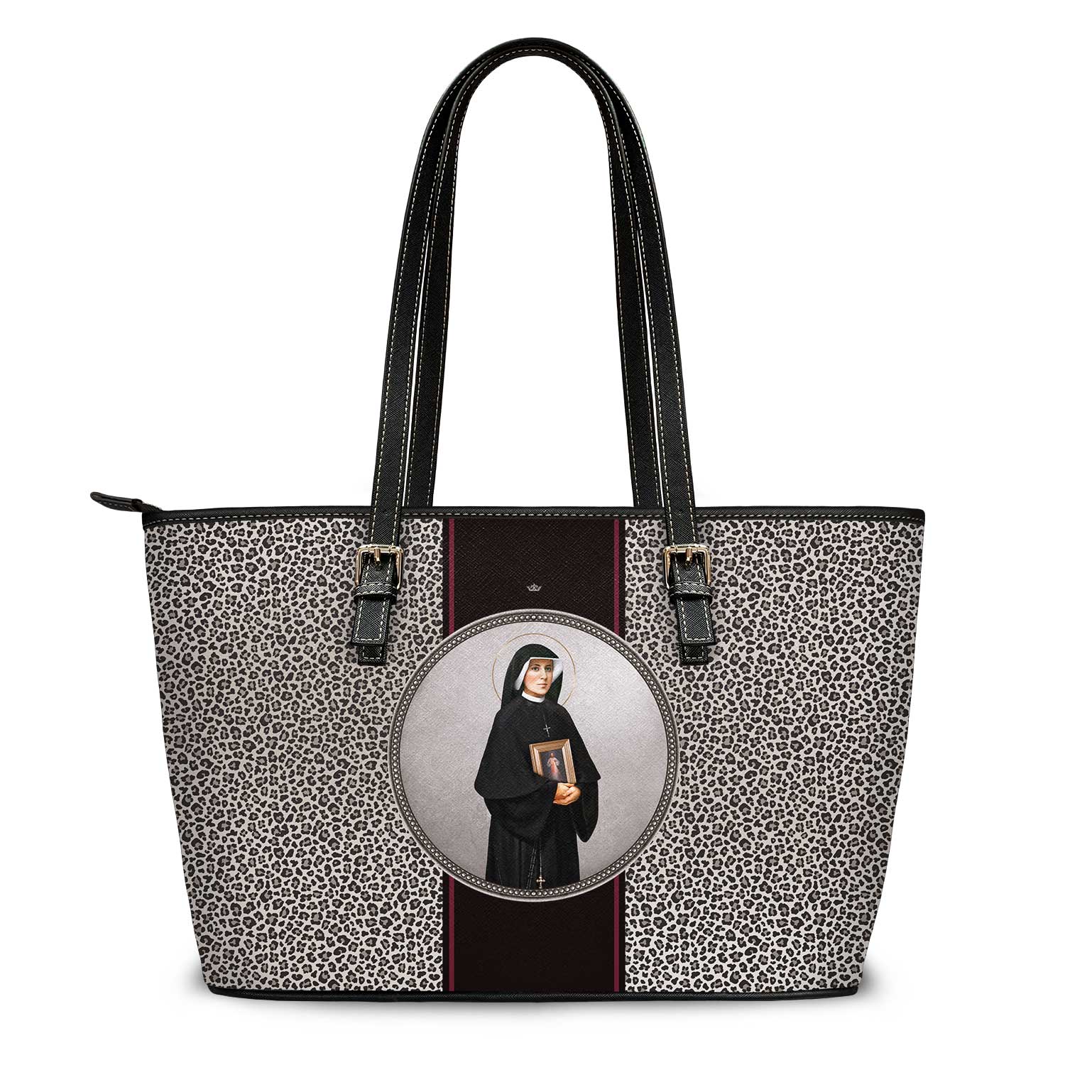 St. Faustina Medallion Tote Bag (Leopard) - VENXARA®