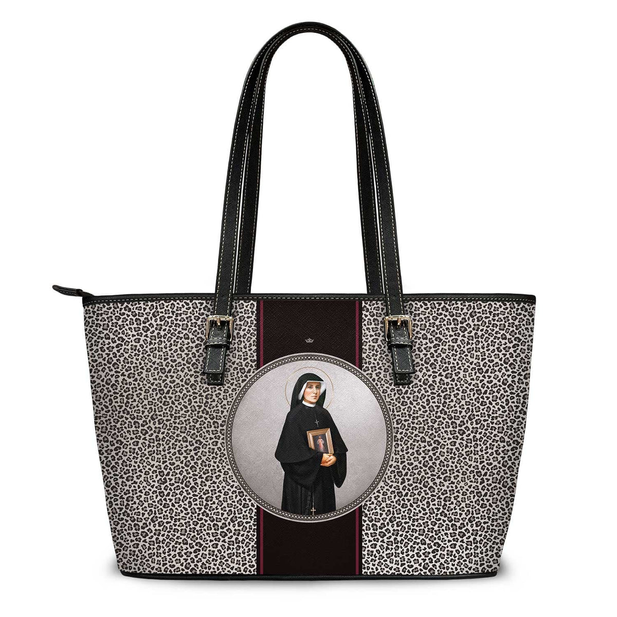 St. Faustina Medallion Tote Bag (Leopard) Copyright VENXARA