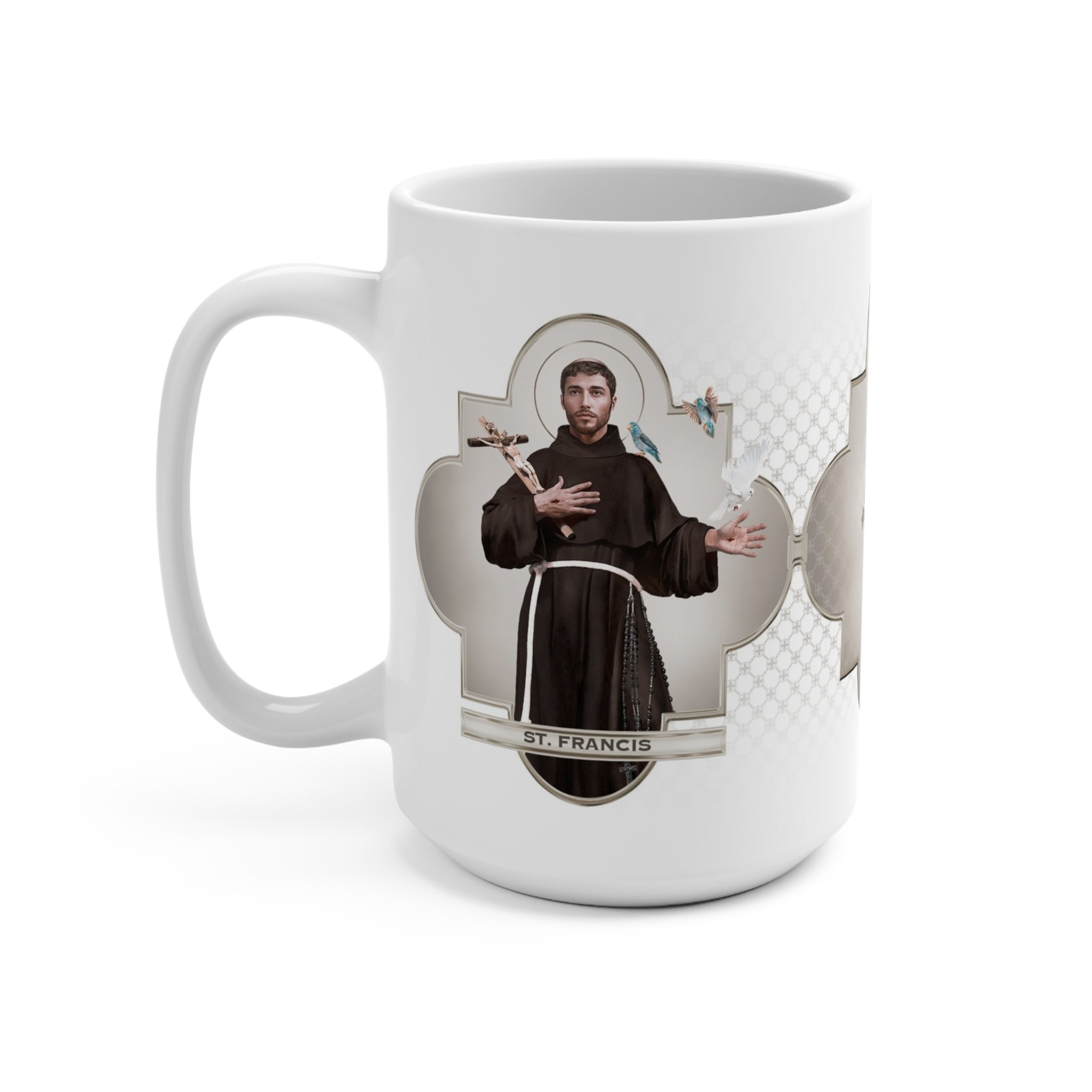 St. Francis of Assisi Ceramic Mug (White 15 oz) - VENXARA®
