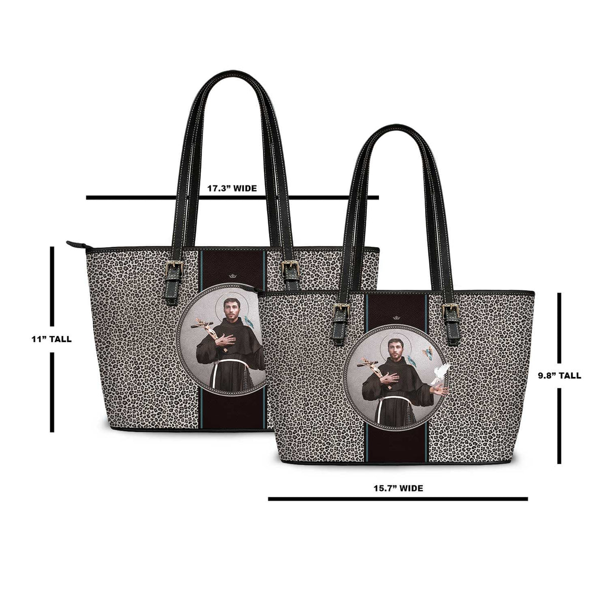 St. Francis of Assisi Medallion Tote Bag (Leopard) Copyright VENXARA