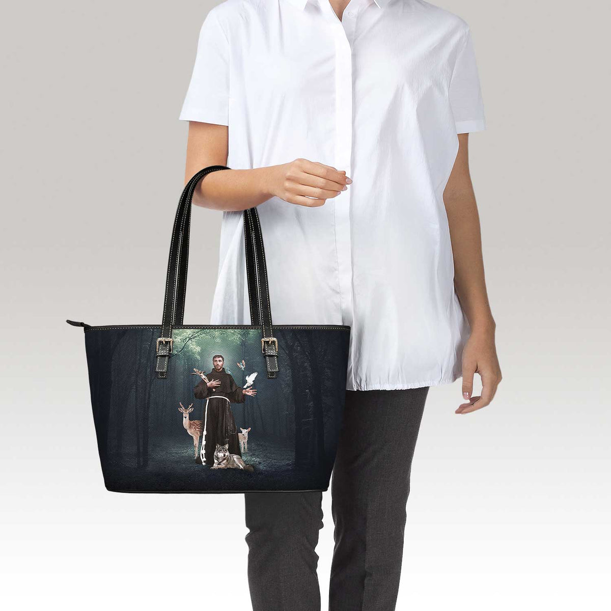 St. Francis of Assisi Tote Bag (Forest) Copyright VENXARA