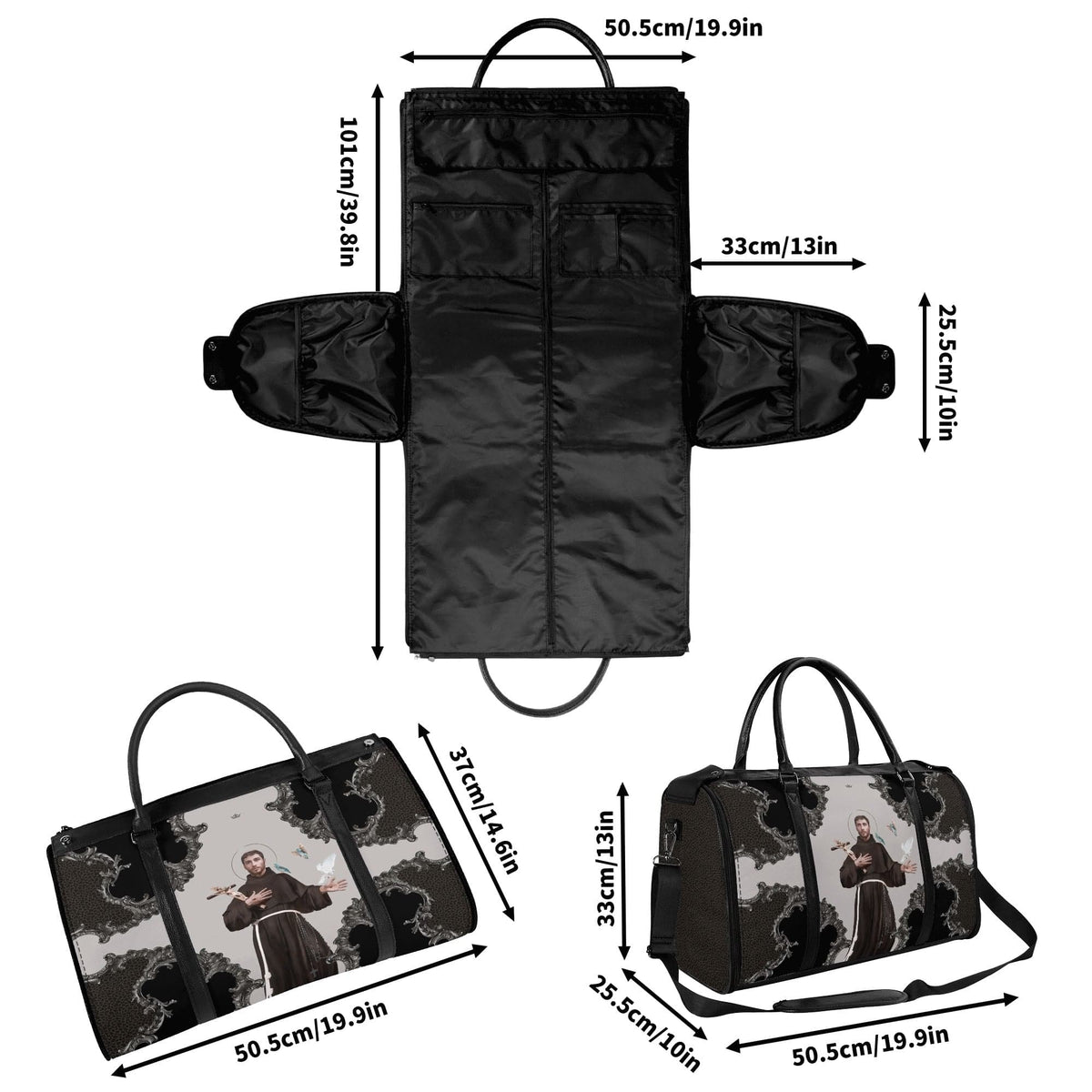 St. Francis of Assisi Travel Bag (Baroque Leopard) Copyright VENXARA