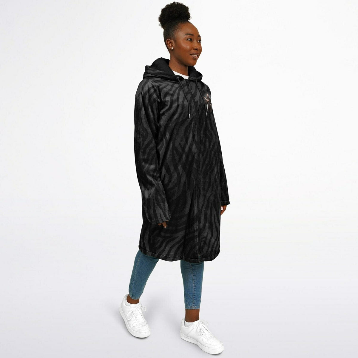 St. Francis of Assisi Zipper Microfleece Cloak (Black Platinum Stripe) Copyright VENXARA