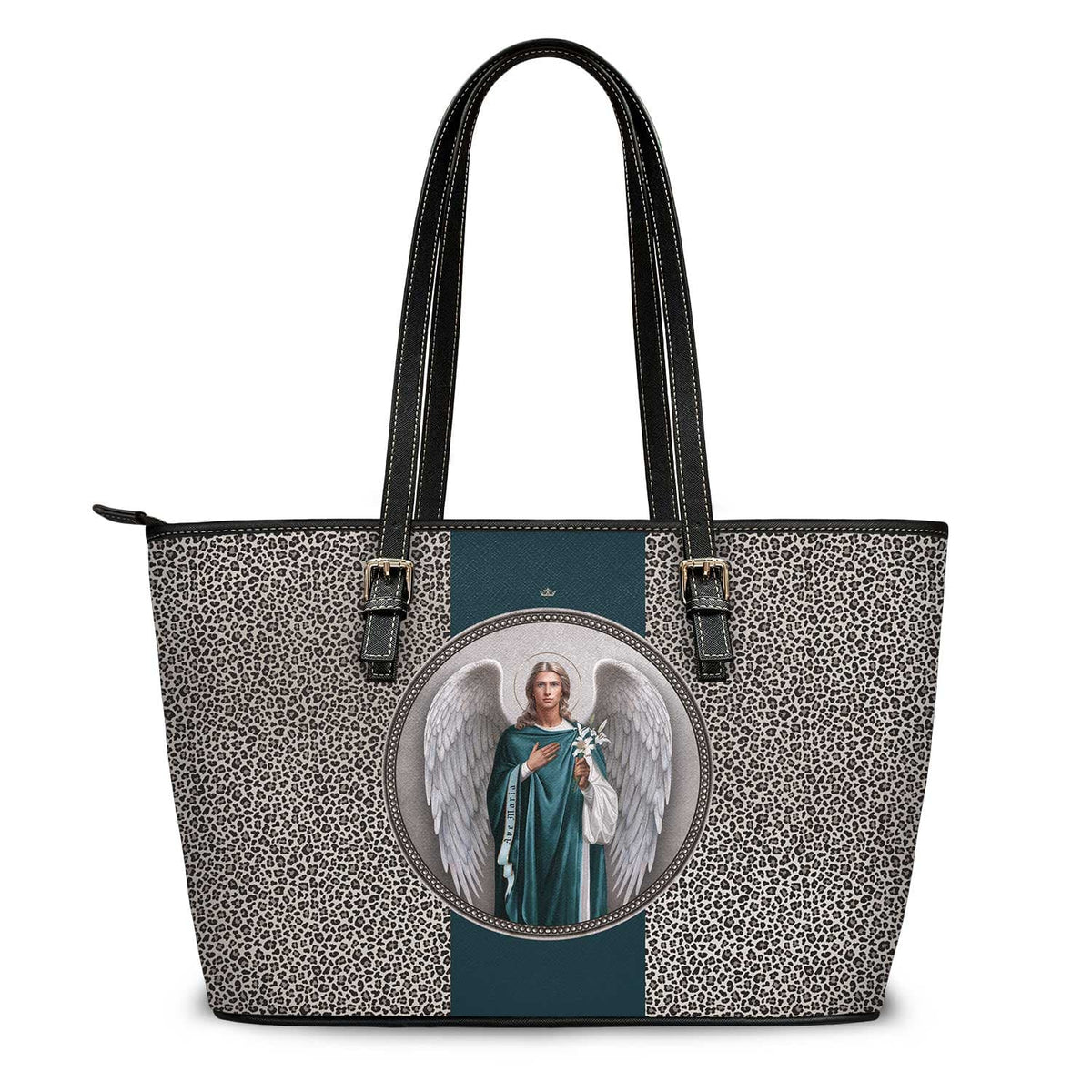 St. Gabriel the Archangel Medallion Tote Bag (Leopard) Copyright VENXARA