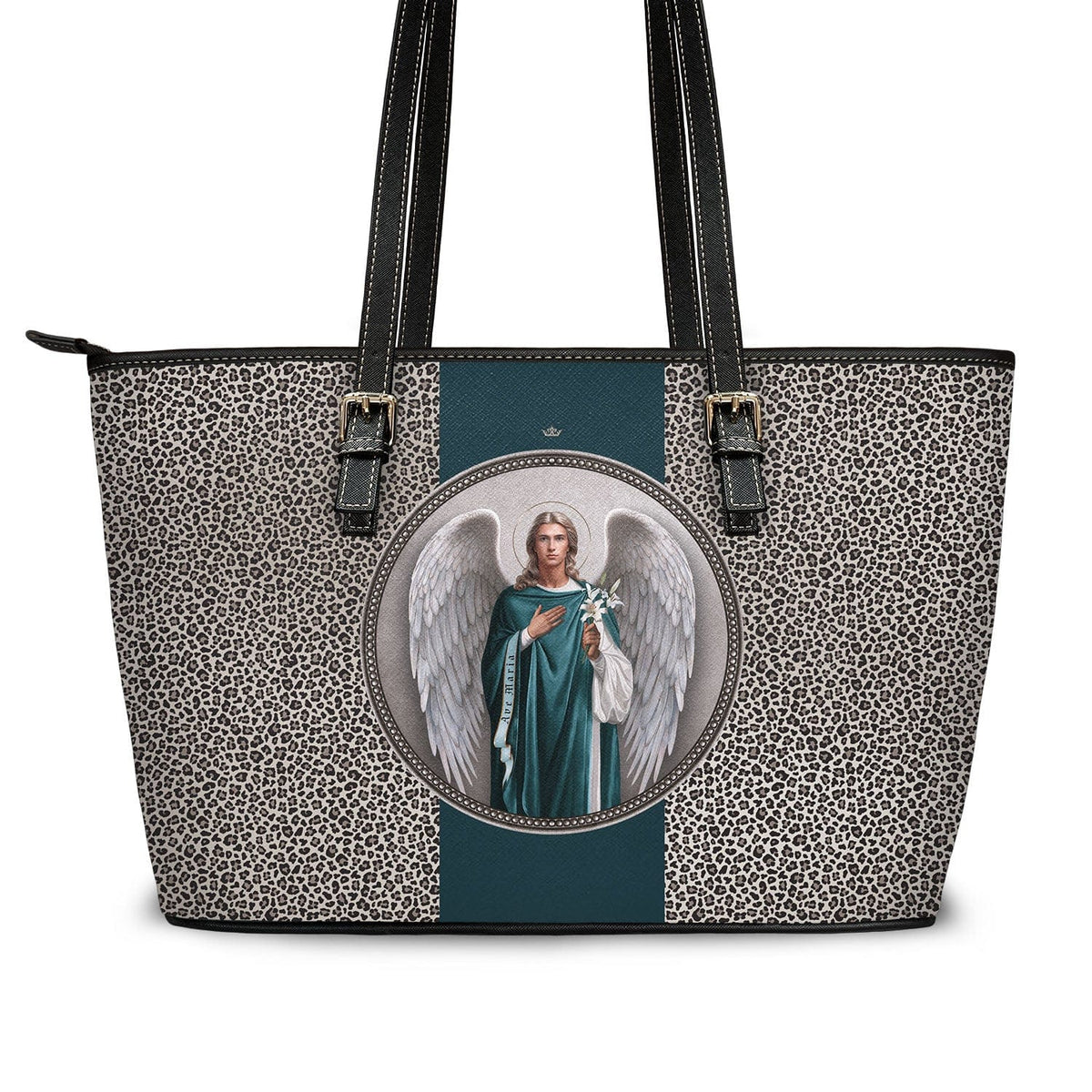 St. Gabriel the Archangel Medallion Tote Bag (Leopard) Copyright VENXARA