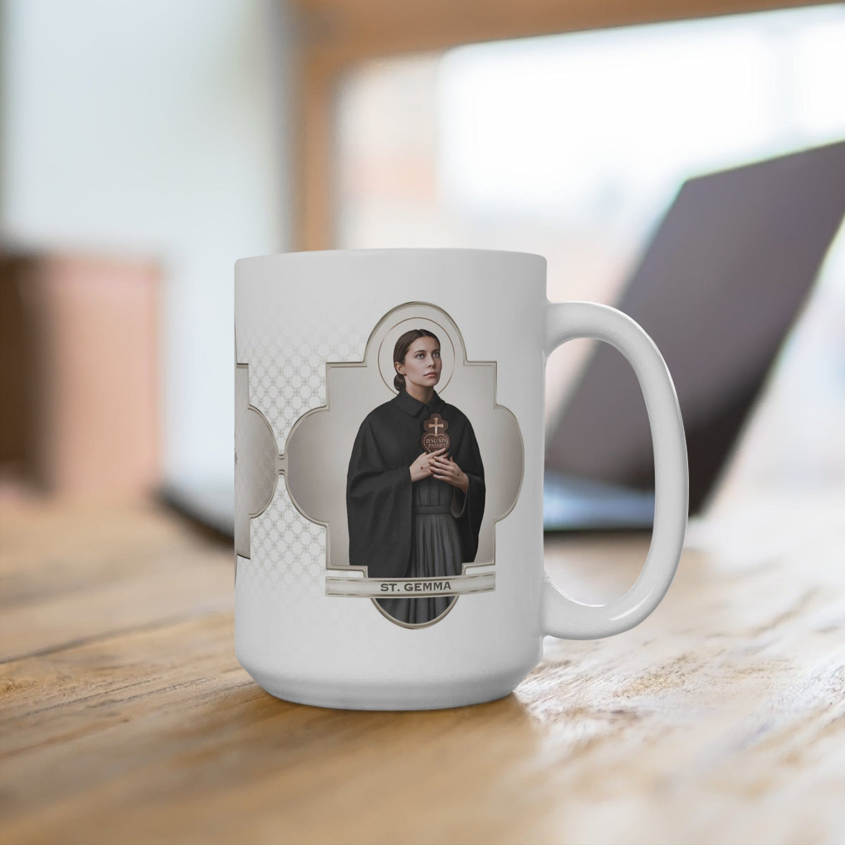 St. Gemma Galgani Ceramic Mug (White 15 oz) Copyright VENXARA