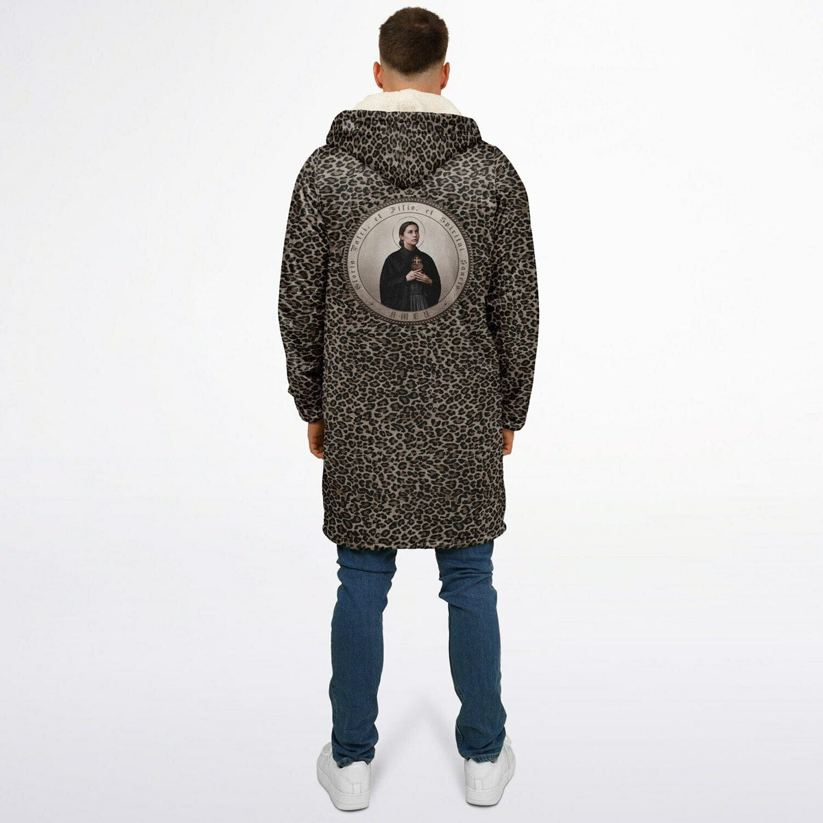 St. Gemma Galgani Zipper Microfleece Cloak (Bold Leopard) Copyright VENXARA