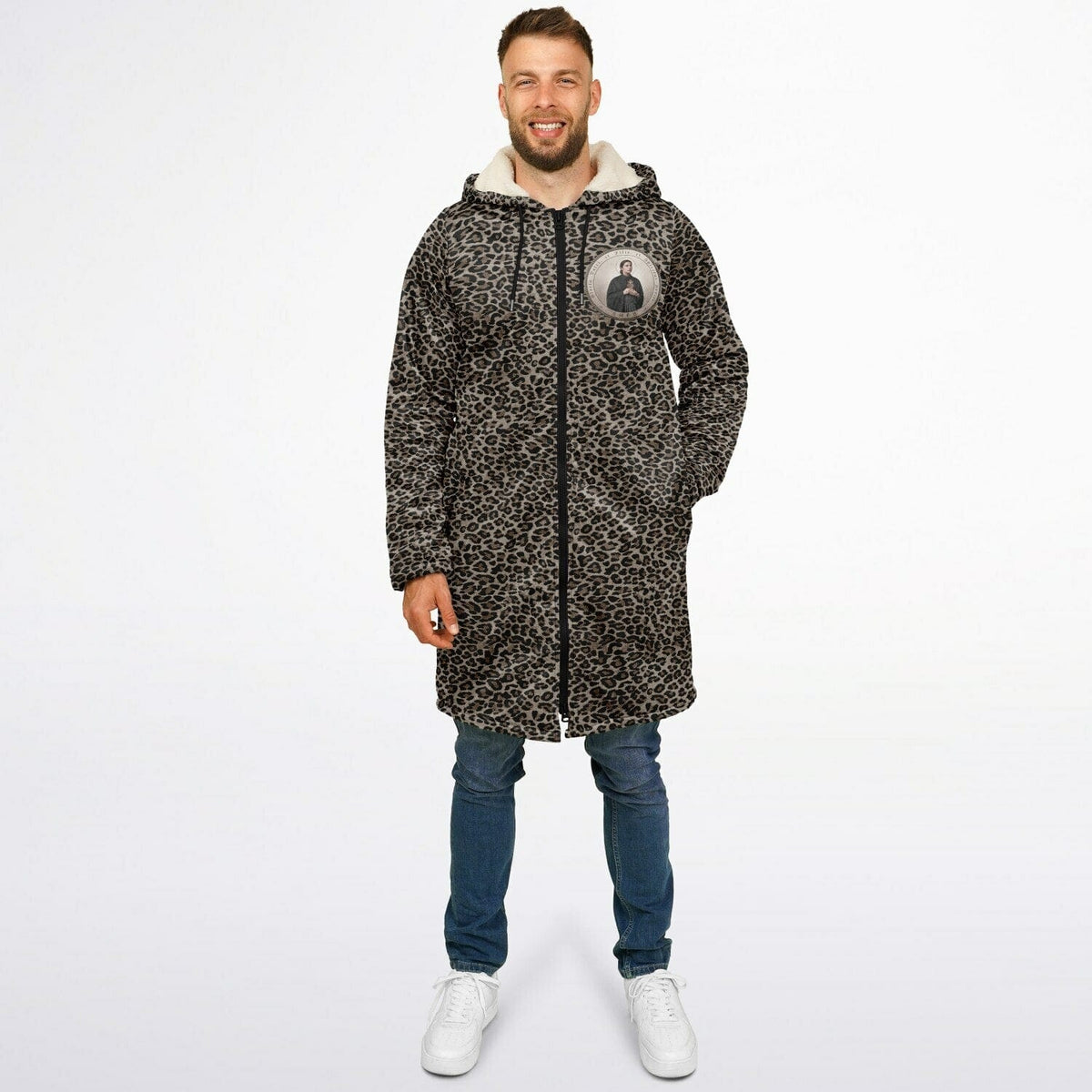 St. Gemma Galgani Zipper Microfleece Cloak (Bold Leopard) Copyright VENXARA