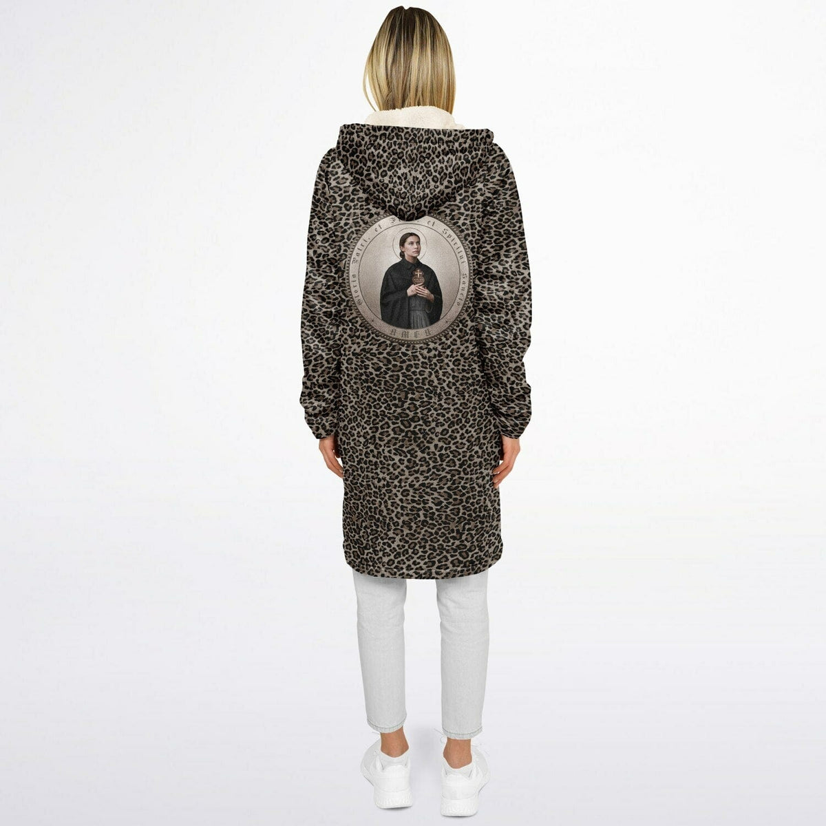 St. Gemma Galgani Zipper Microfleece Cloak (Bold Leopard) Copyright VENXARA